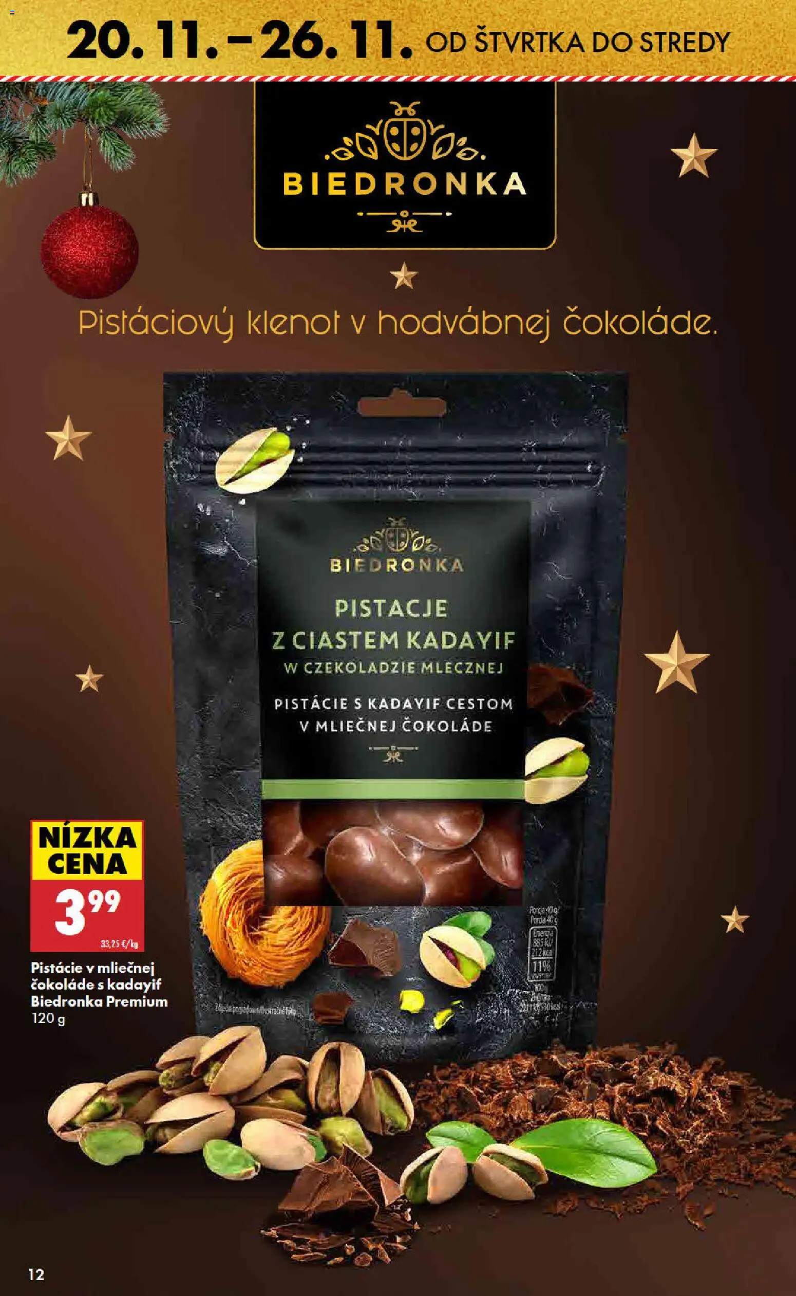 Nové Biedronka akcie – leták je platný od 20.11.2025 | Strana: 12 | Produkty: Pistácie