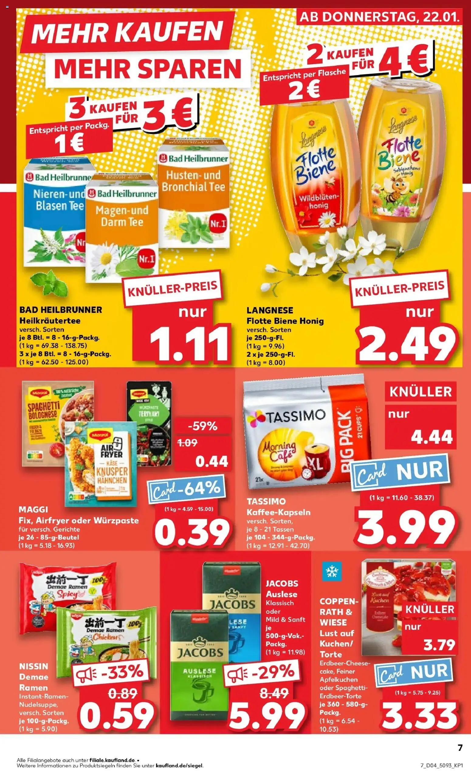 Kaufland prospekt Wiesbaden	 – gültig ab 22.01.2026 | Seite: 7 | Produkte: Käse, Bad, Tee, Tassimo