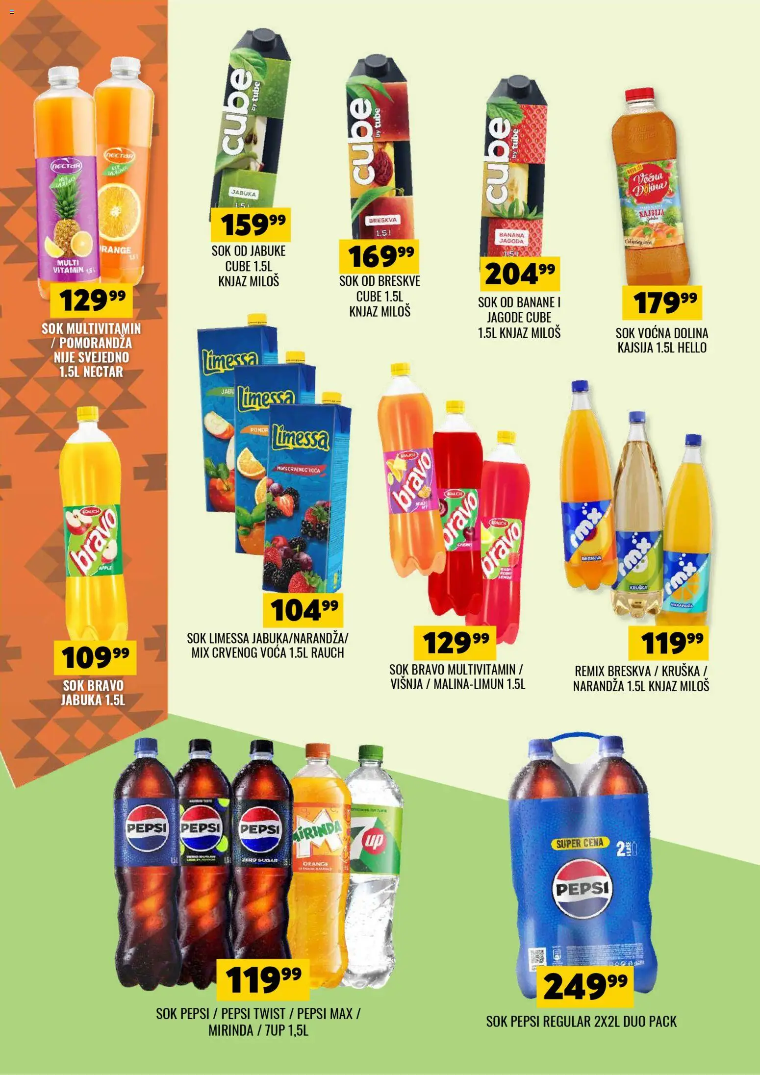 Tekijanka katalog - važi od 25.02.2026 | Strana: 10 | Proizvode: Pomorandza, Sok, Jabuke, Pepsi