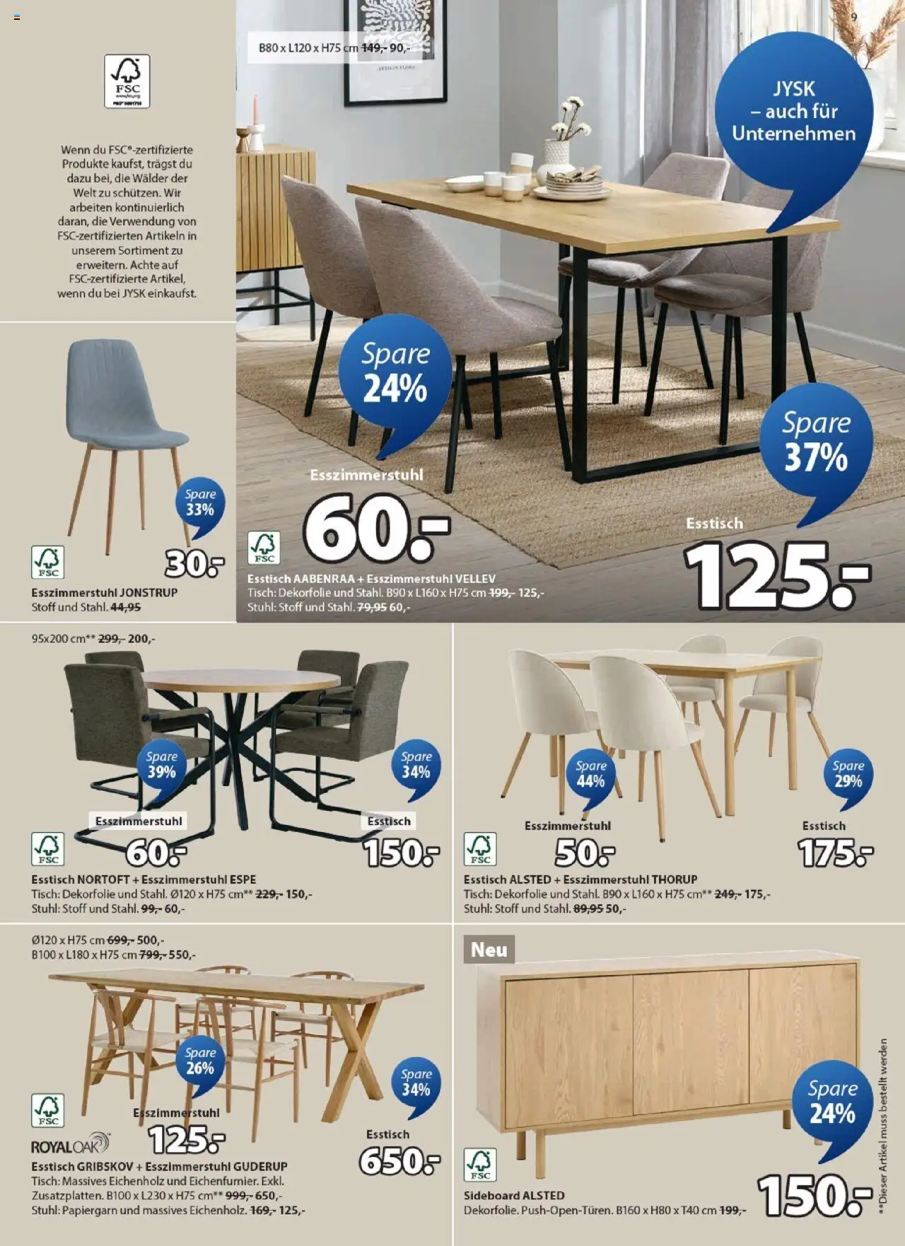 JYSK Aktionen – gültig ab 09.09.2025 | Seite: 9 | Produkte: Tisch, Stuhl, Sideboard, Esstisch