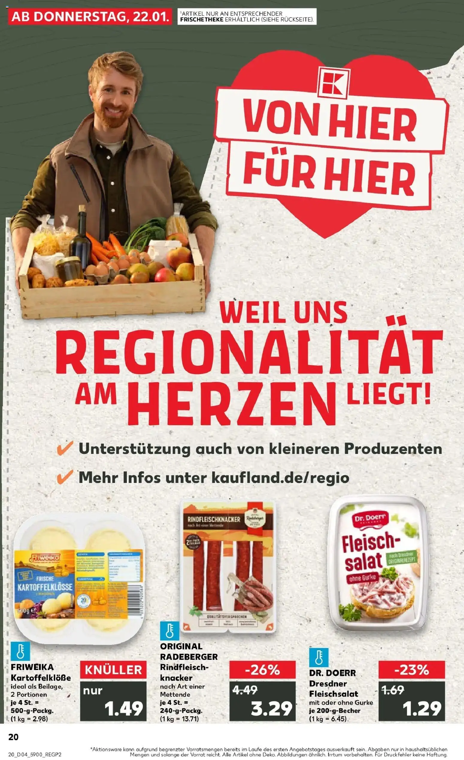 Kaufland prospekt Stollberg	 – gültig ab 25.01.2026 | Seite: 20 | Produkte: Rindfleisch, Fleisch, Salat