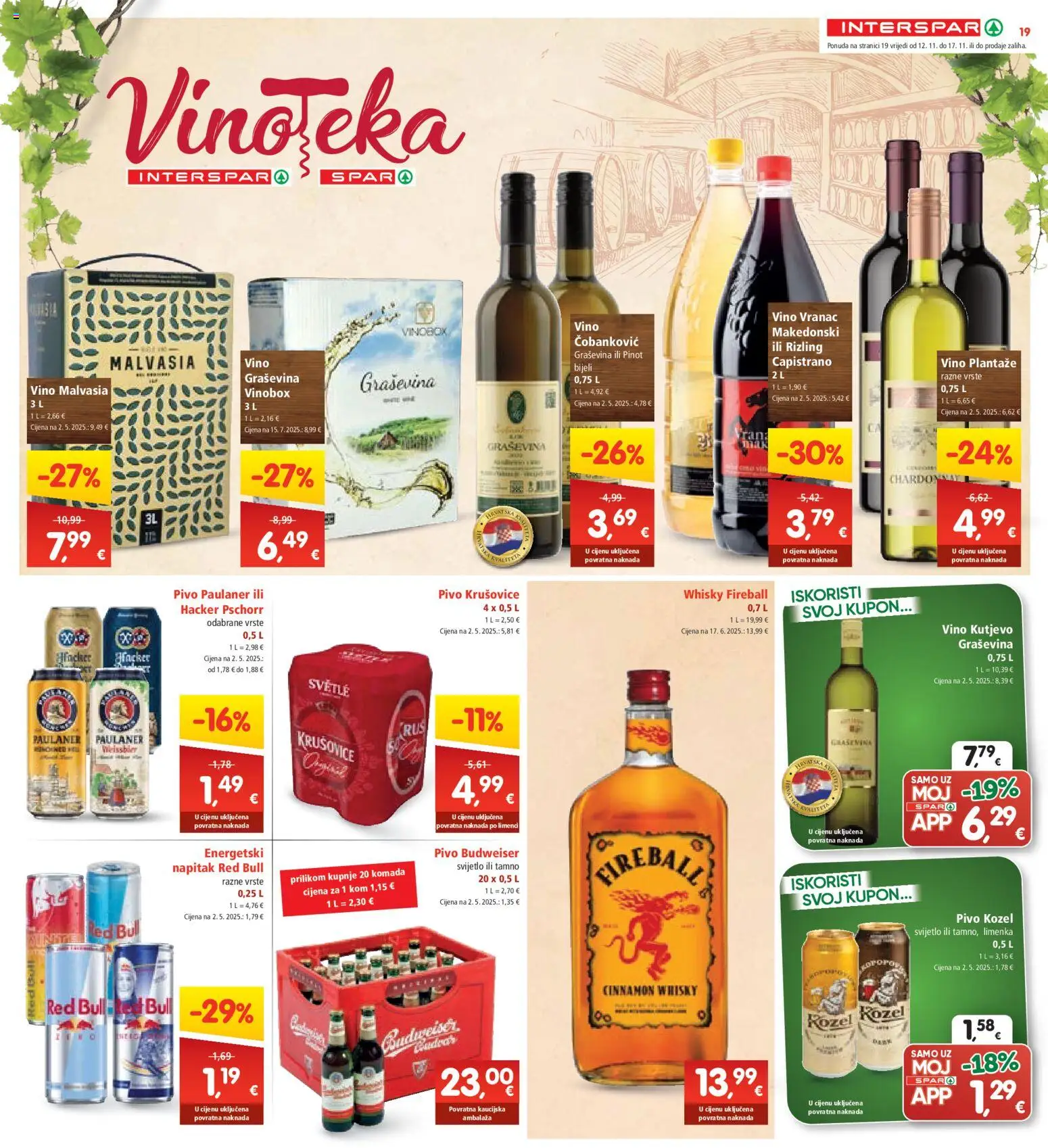Interspar katalog | vrijedi od 12.11.2025 | Stranica: 24 | Proizvodi: Kozel, Vino, Whisky, Vinoteka