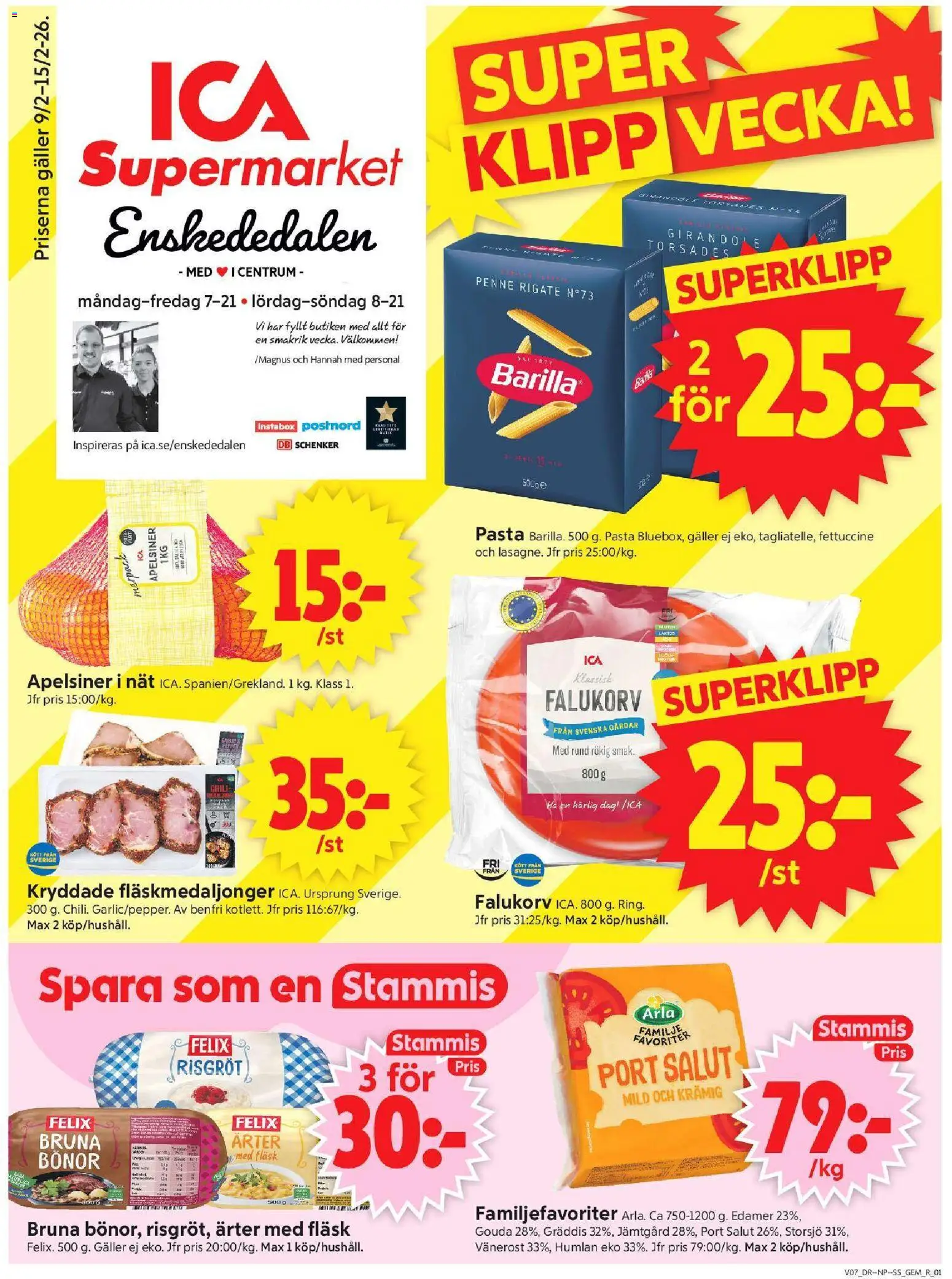 ICA Supermarket reklamblad aktuell från 09.02.2026 | Sida: 1