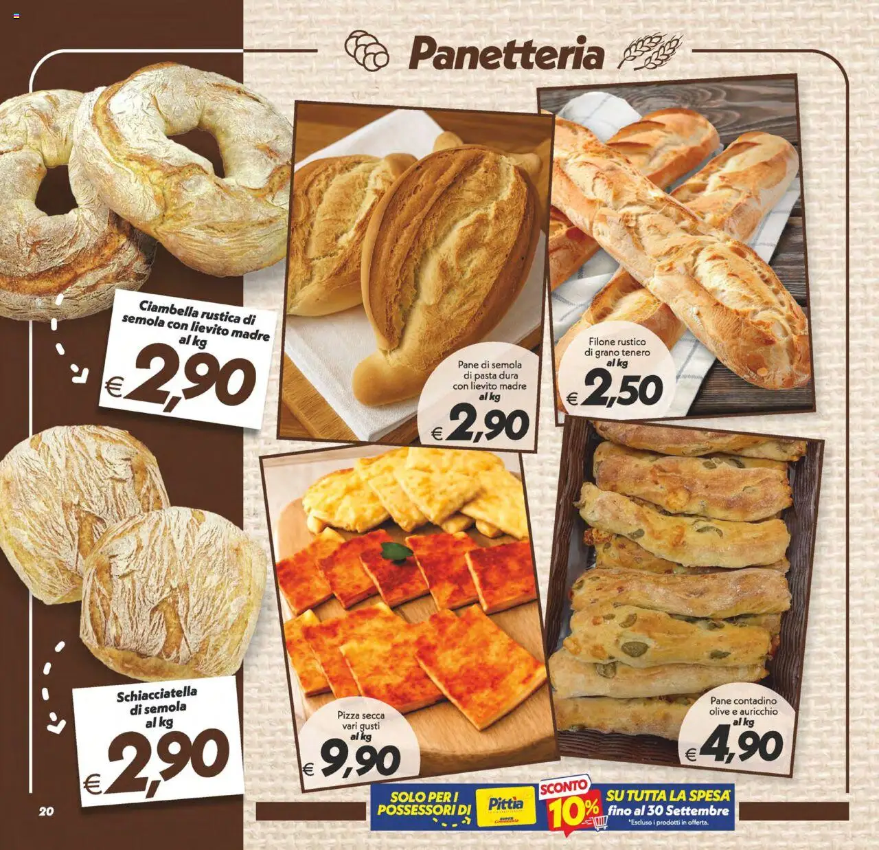 Volantino SuperConveniente del 18.09.2025 | Pagina: 20 | Prodotti: Pane, Pizza, Olive, Pasta