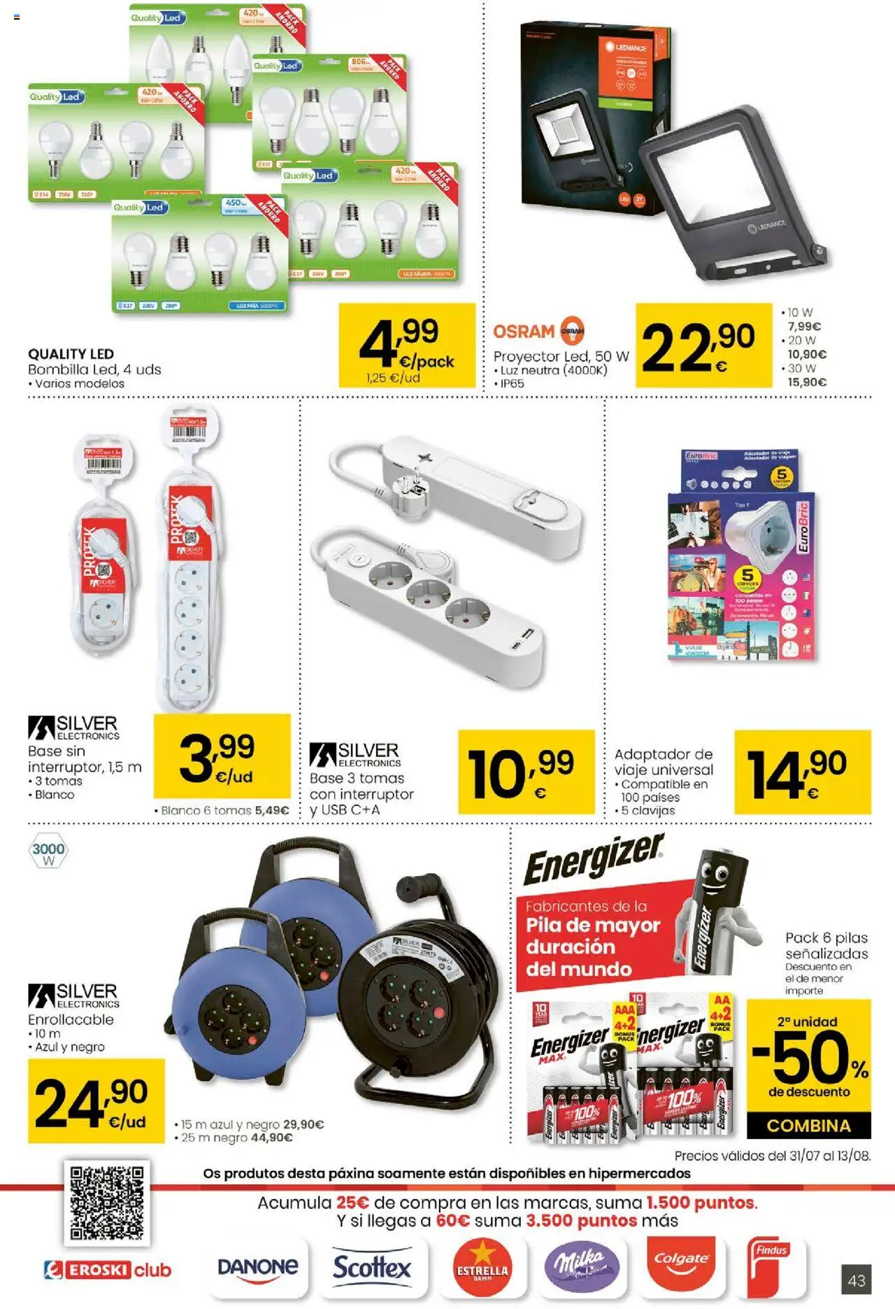 Eroski - Ofertons para conquistarte │ válido desde el 31.07.2025 | Página: 43 | Productos: Adaptador, USB, Bombilla