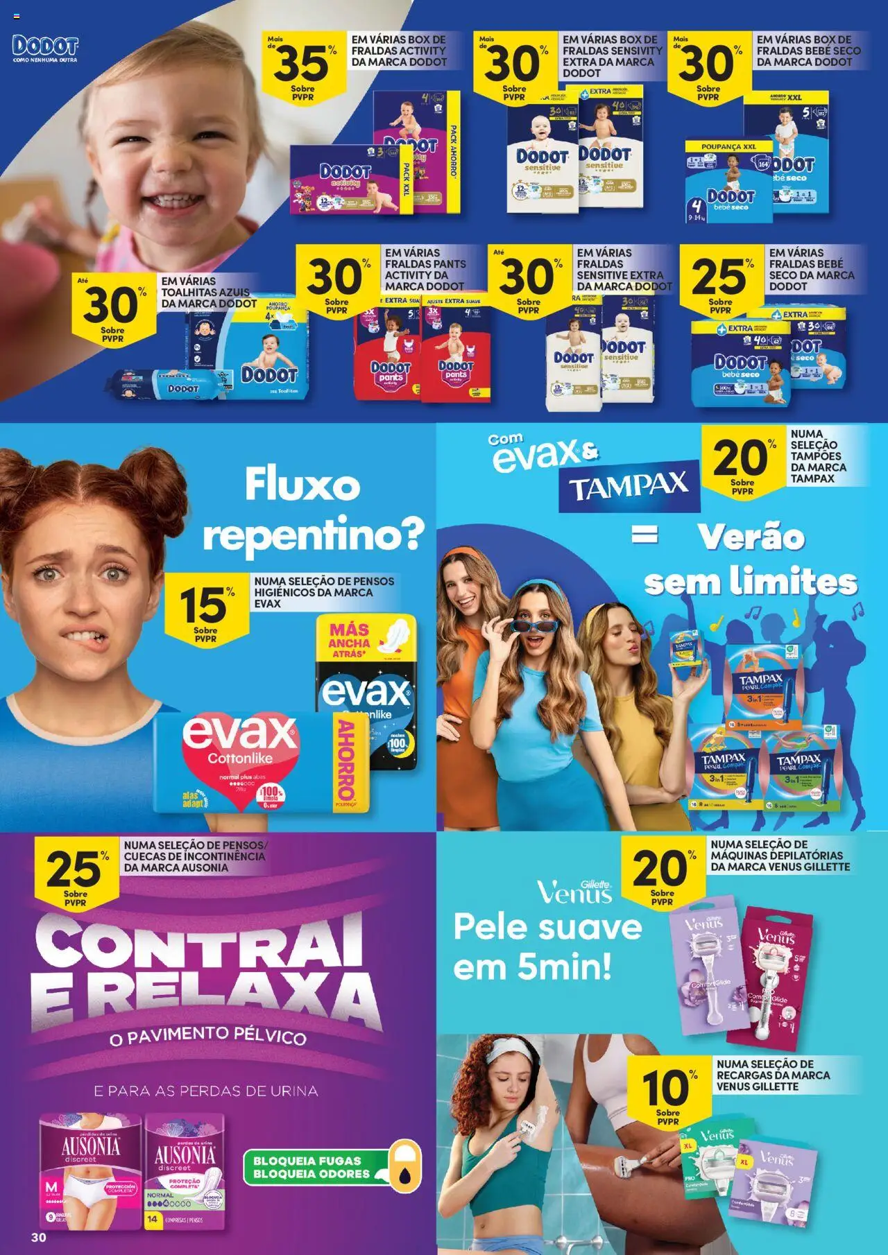 Continente - Açores: Como é bom saborear o verão │ válido de 07.08.2025 | Página: 30 | Produtos: Pensos higiénicos, Fraldas