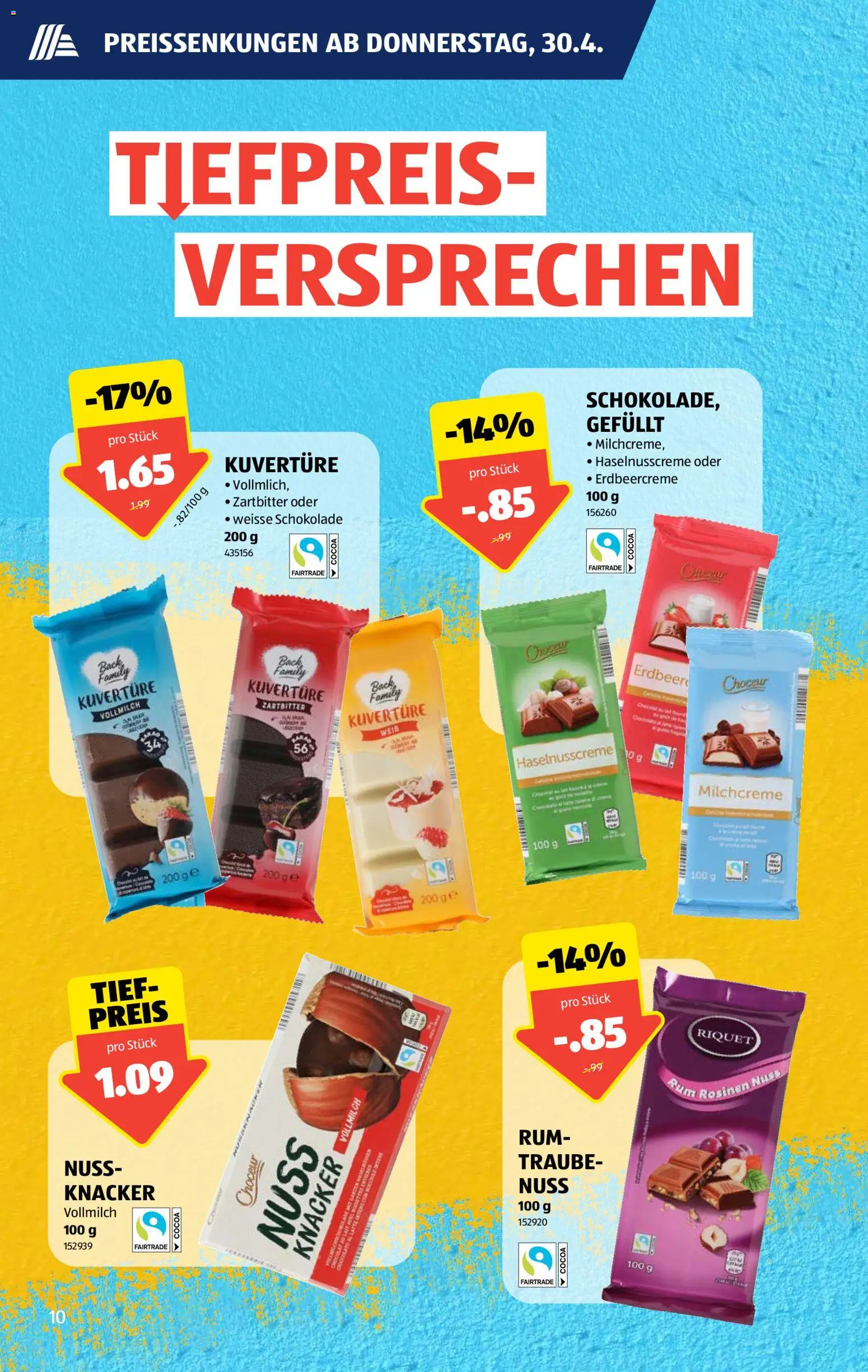 Aldi aktionen – gültig ab 30.04.2026 | Seite: 10 | Produkte: Schokolade, Rosinen