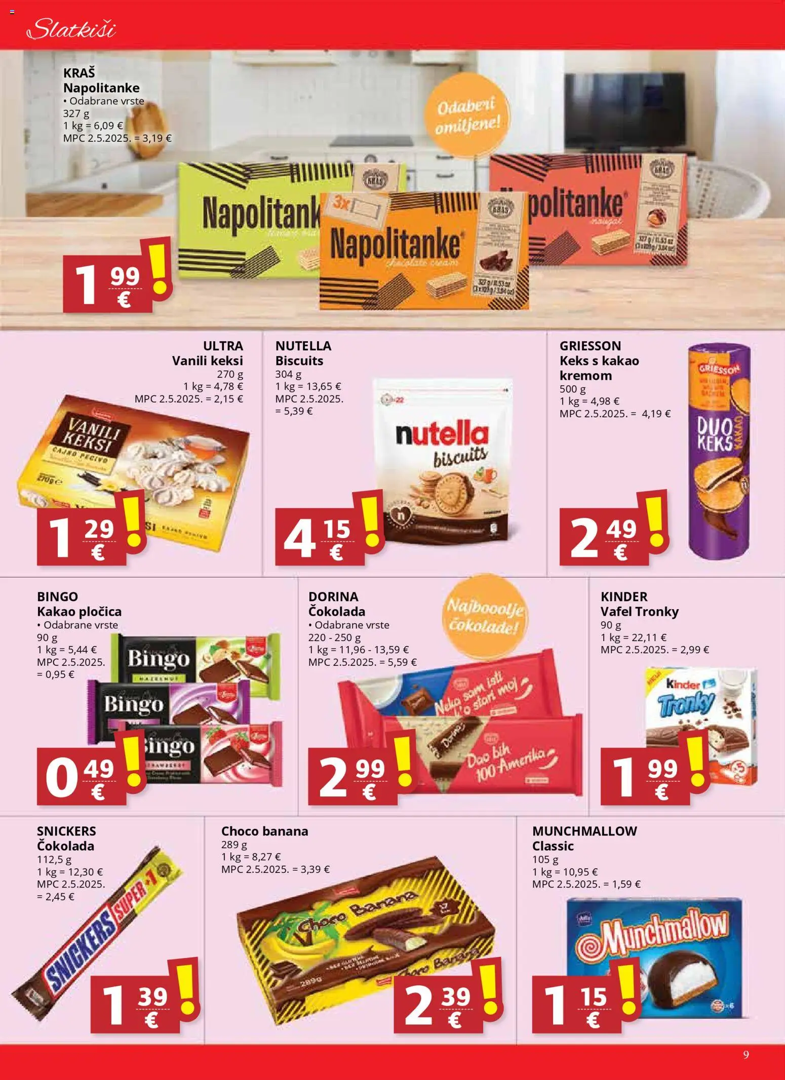 Ultra Gros katalog | vrijedi od 02.01.2026 | Stranica: 9 | Proizvodi: Čokolada, Keks, Napolitanke, Pecivo