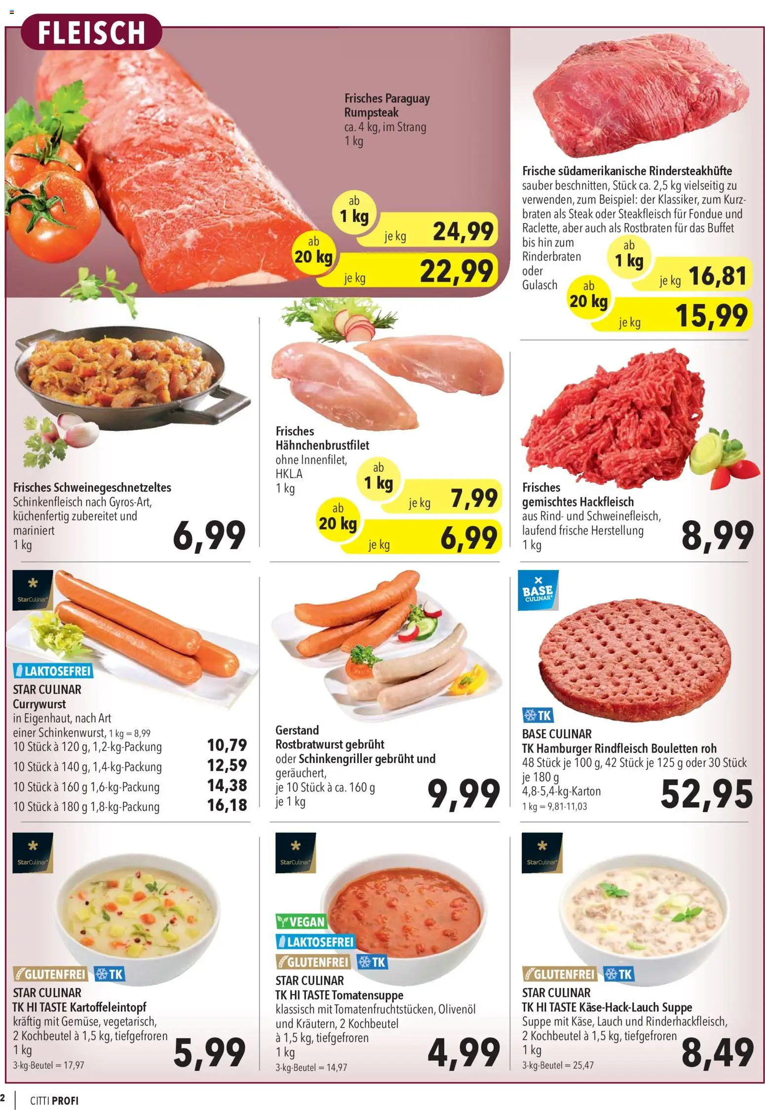 CITTI Markt Aktuelle Angebote für Profis – gültig ab 22.04.2026 | Seite: 2 | Produkte: Rinderbraten, Olivenol, Rindfleisch, Hackfleisch