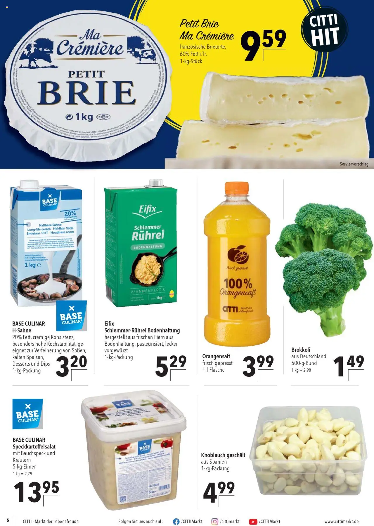 CITTI Markt Aktuelle Angebote für Profis – gültig ab 24.09.2025 | Seite: 6 | Produkte: Orangensaft, Brokkoli, Knoblauch, Sahne