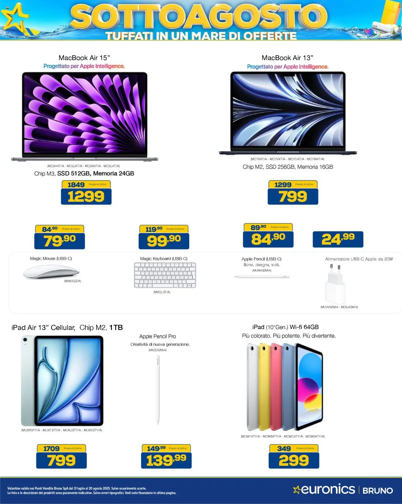 Volantino Euronics del 31.07.2025 | Pagina: 8 | Prodotti: Macbook air, Mouse, Ipad, Macbook
