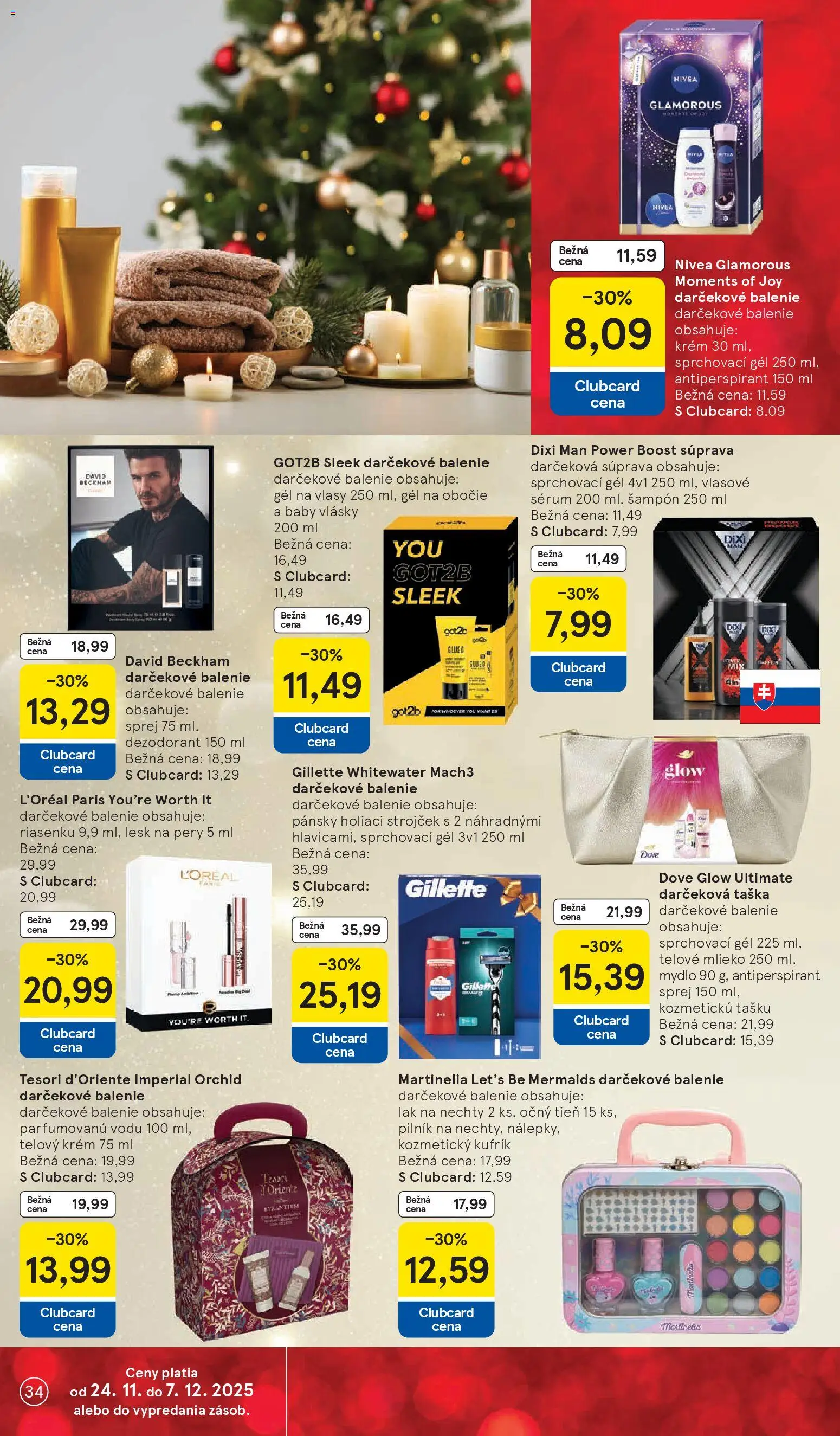 Nové Tesco akcie – leták je platný od 26.11.2025 | Strana: 34 | Produkty: Strojček, Holiaci strojček, Nivea, Telové mlieko