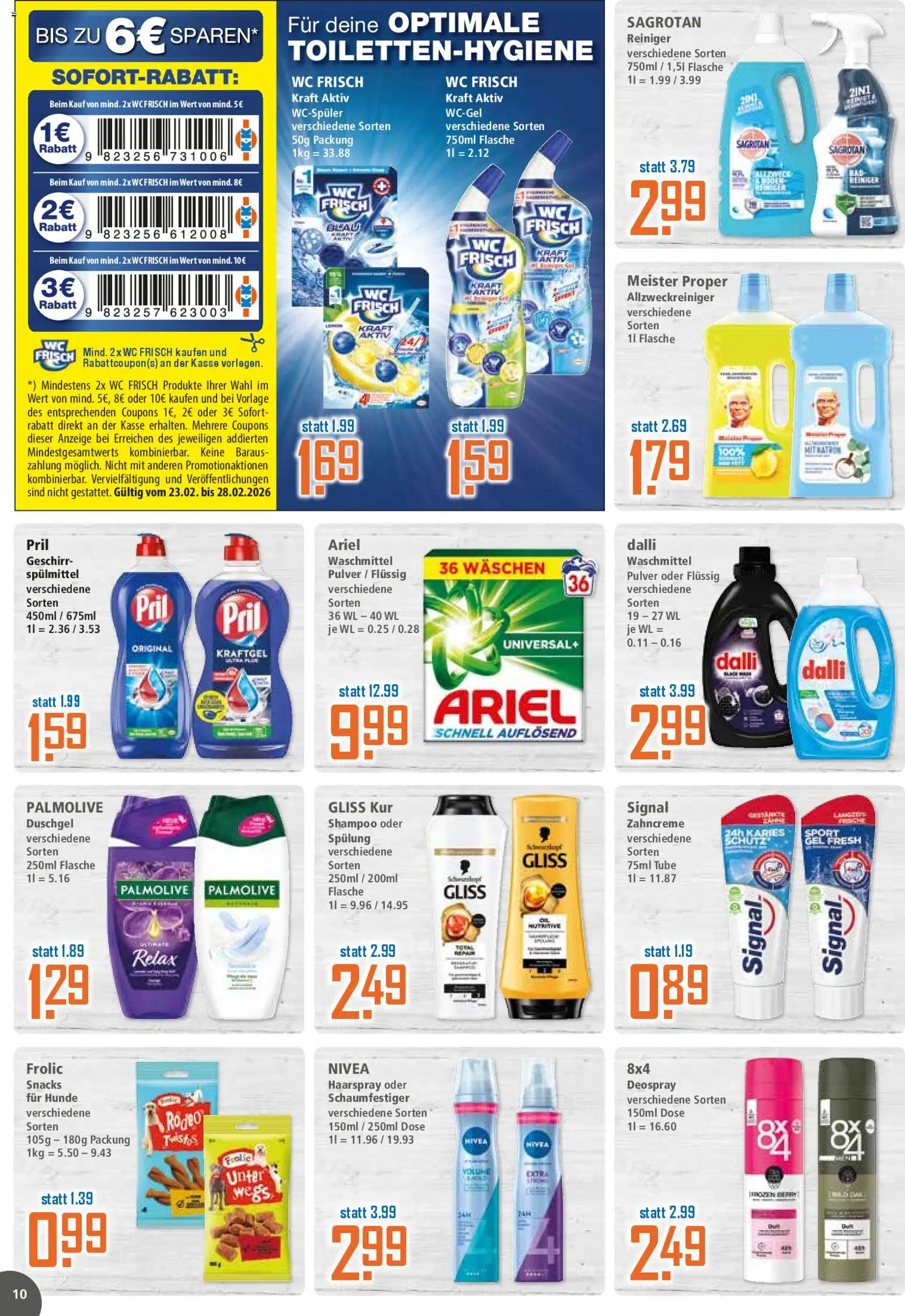 Klaas & Kock Prospekt 	 – gültig ab 23.02.2026 | Seite: 10 | Produkte: Shampoo, Duschgel, Waschmittel, Pril