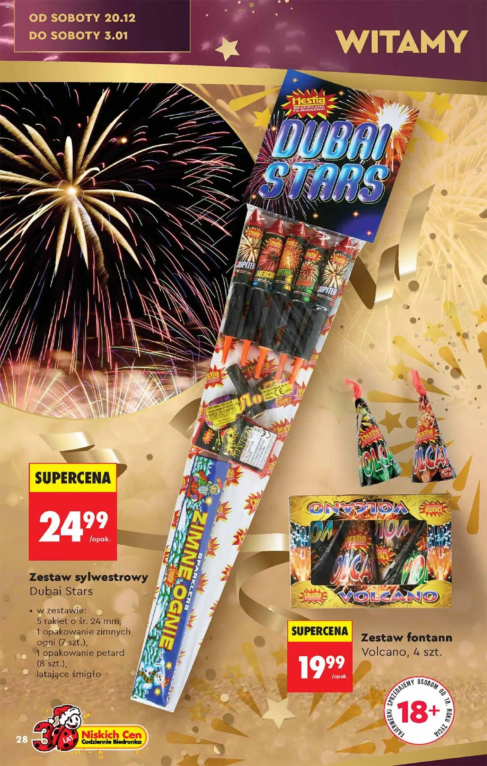 Biedronka gazetka - Hity i inspiracje od 13.12.2025 | Strona: 28 | Produkty: Fajerwerki, Zimne ognie