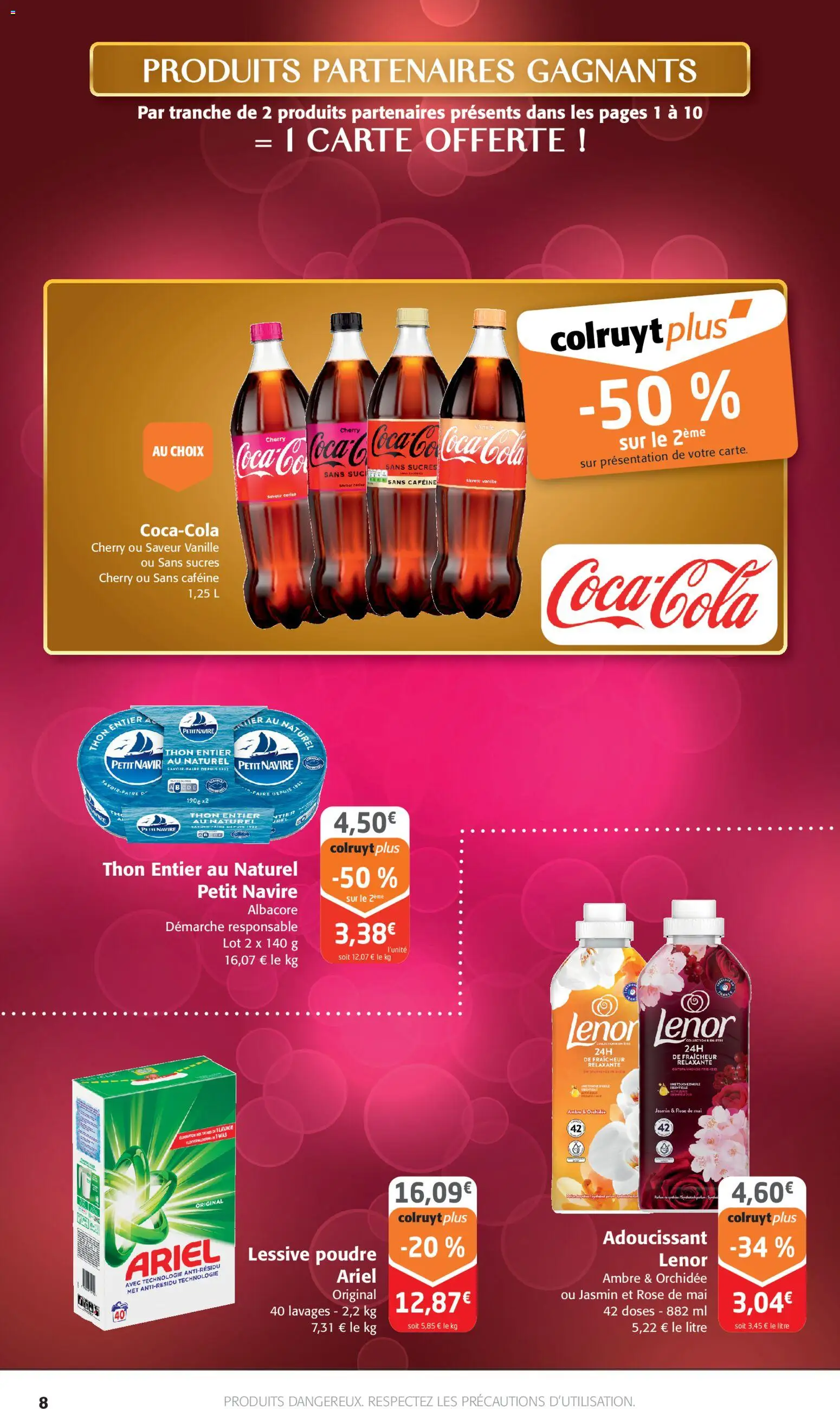 {H1} | Page: 8 | Produits: Lenor, Thon, Orchidée, Lessive