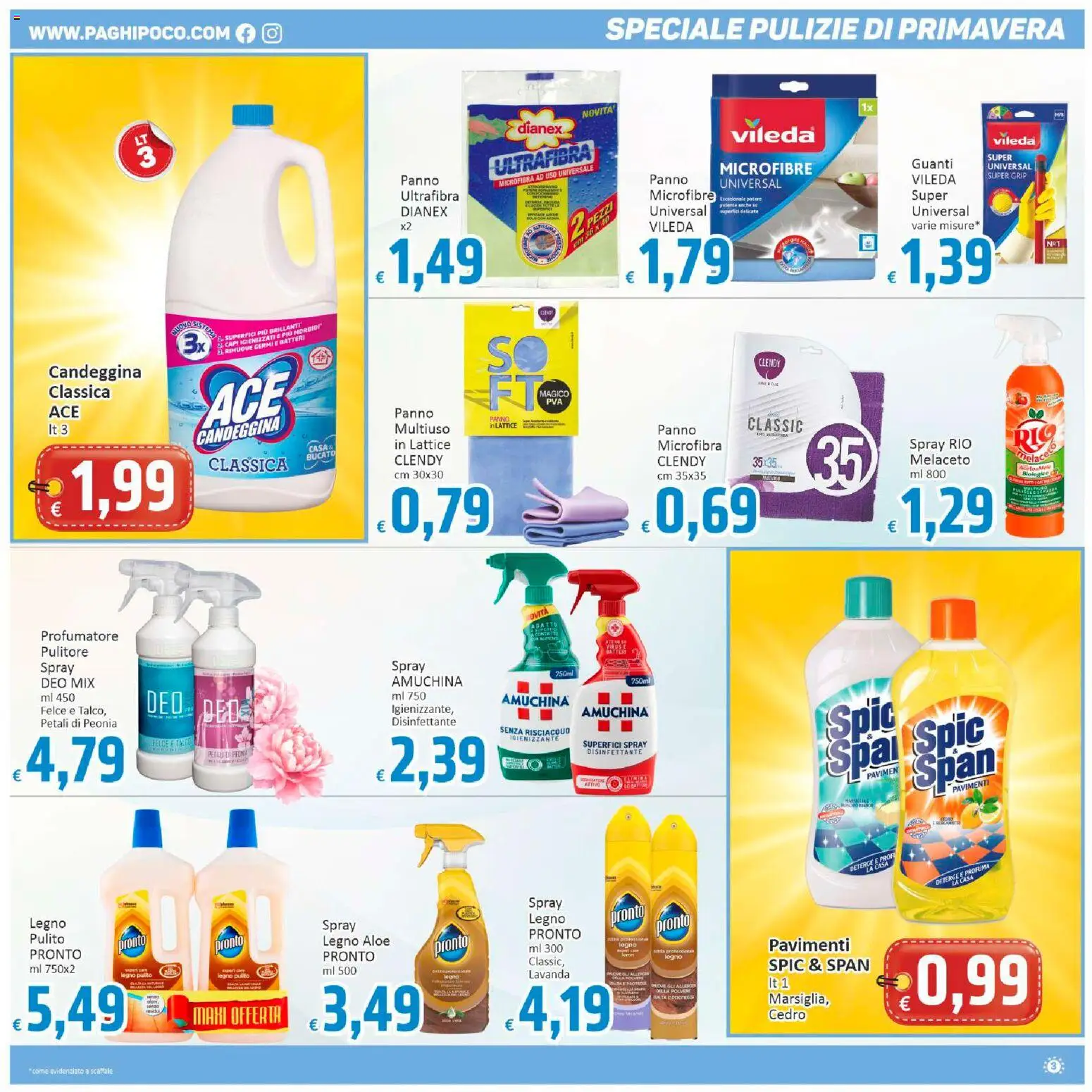 Volantino Paghi Poco del 07.04.2026 | Pagina: 3 | Prodotti: Talco, Guanti, Scaffale, Lavanda