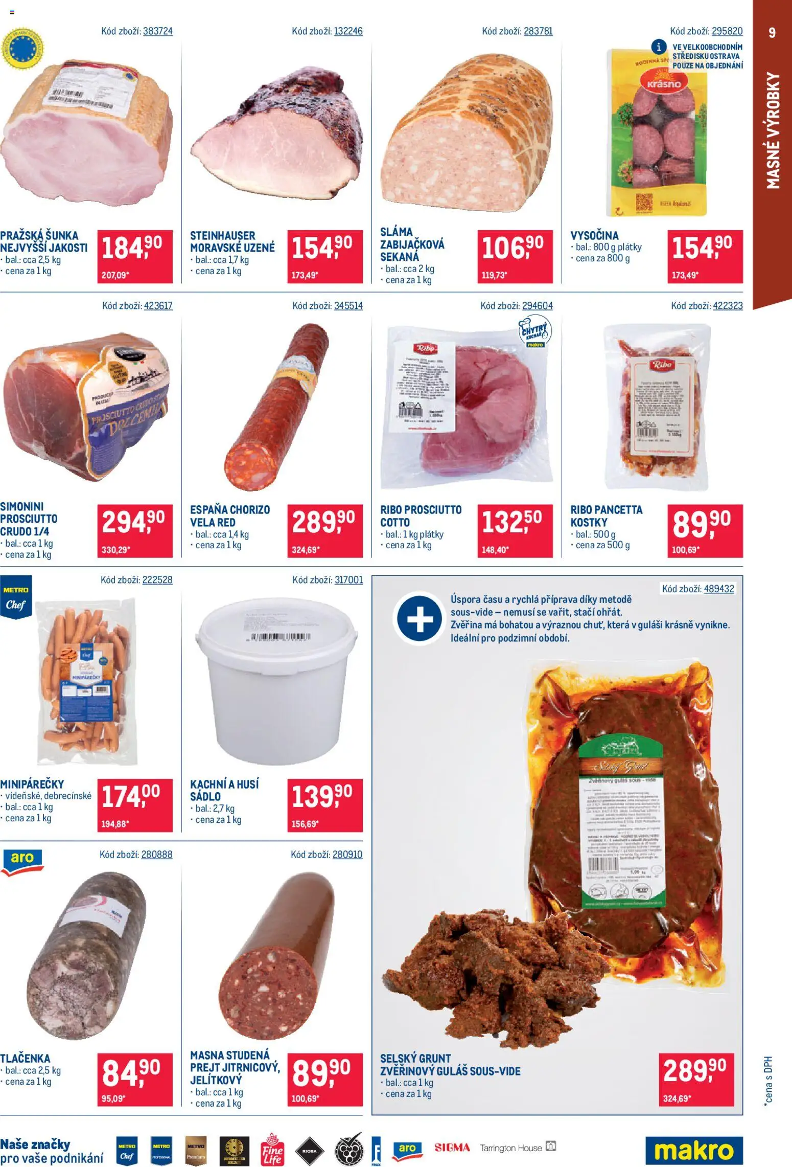 Makro leták - Gastronomie od 22.10.2025 | Strana: 9 | Produkty: Prosciutto, Sous vide, Moravské uzené, Pancetta