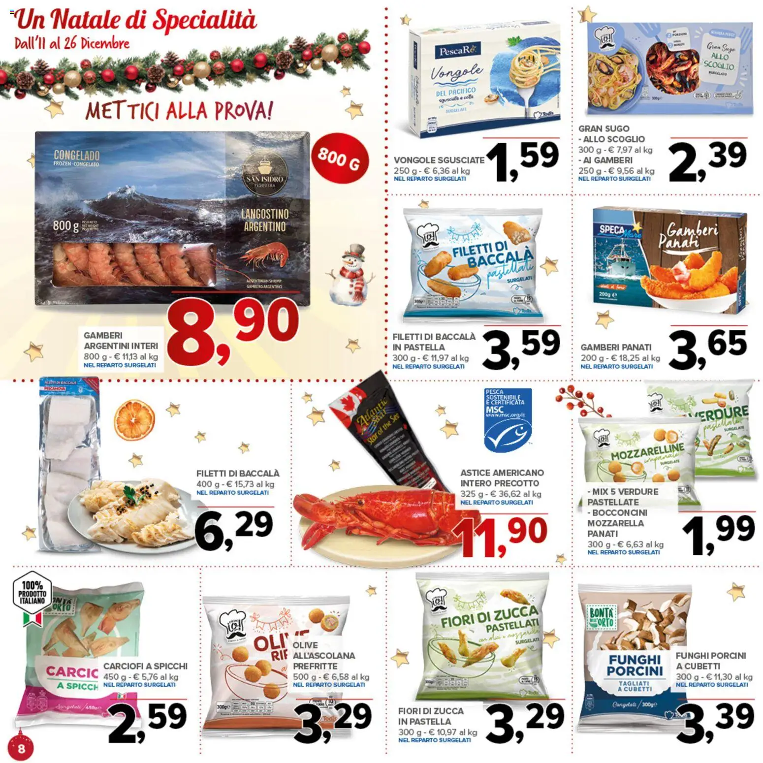 Volantino Todis del 11.12.2025 | Pagina: 8 | Prodotti: Gamberi, Olive, Zucca, Astice