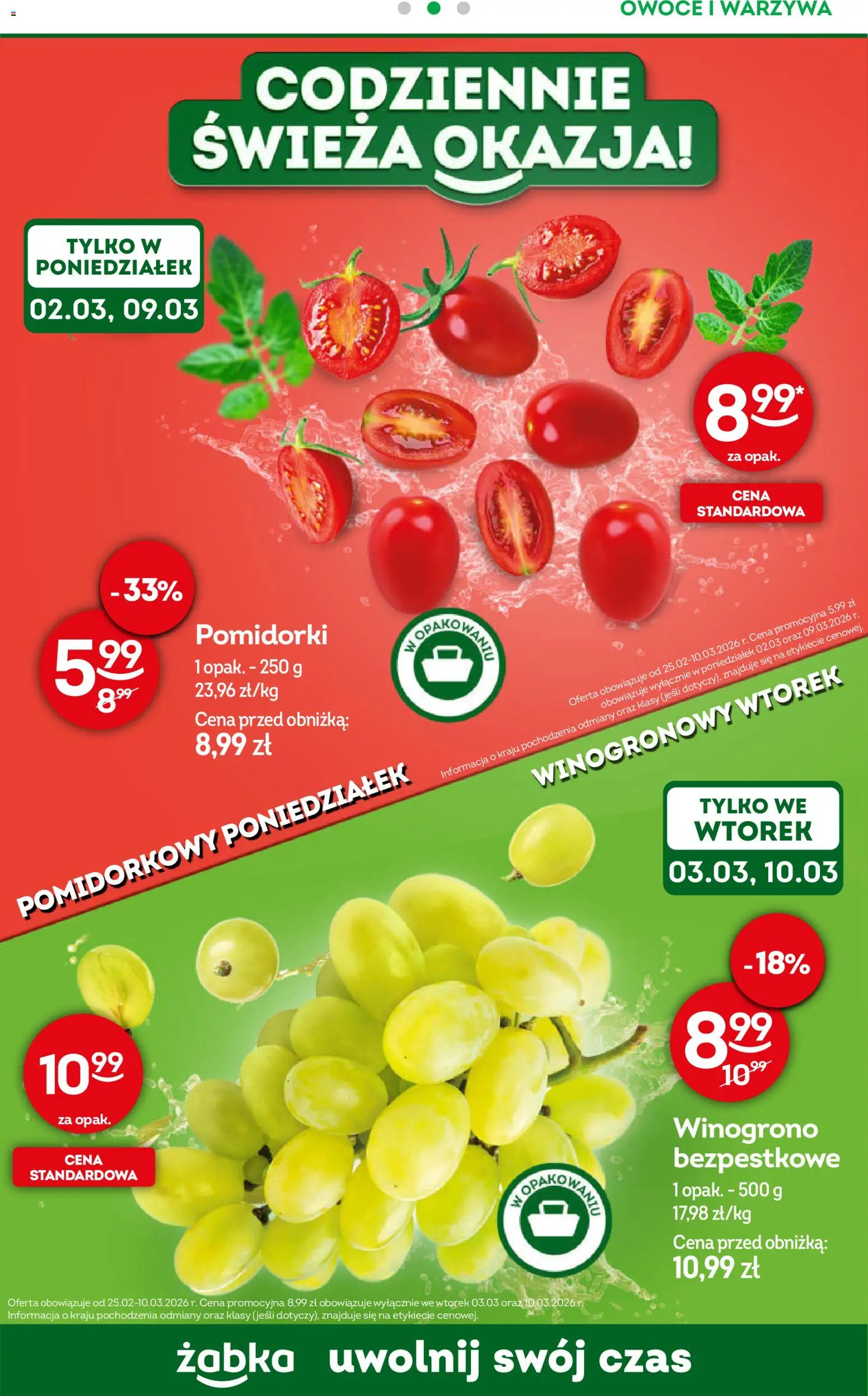 Żabka Gazetka - Codzienne produkty od 25.02.2026 | Strona: 4 | Produkty: Winogrono, Warzywa, Owoce