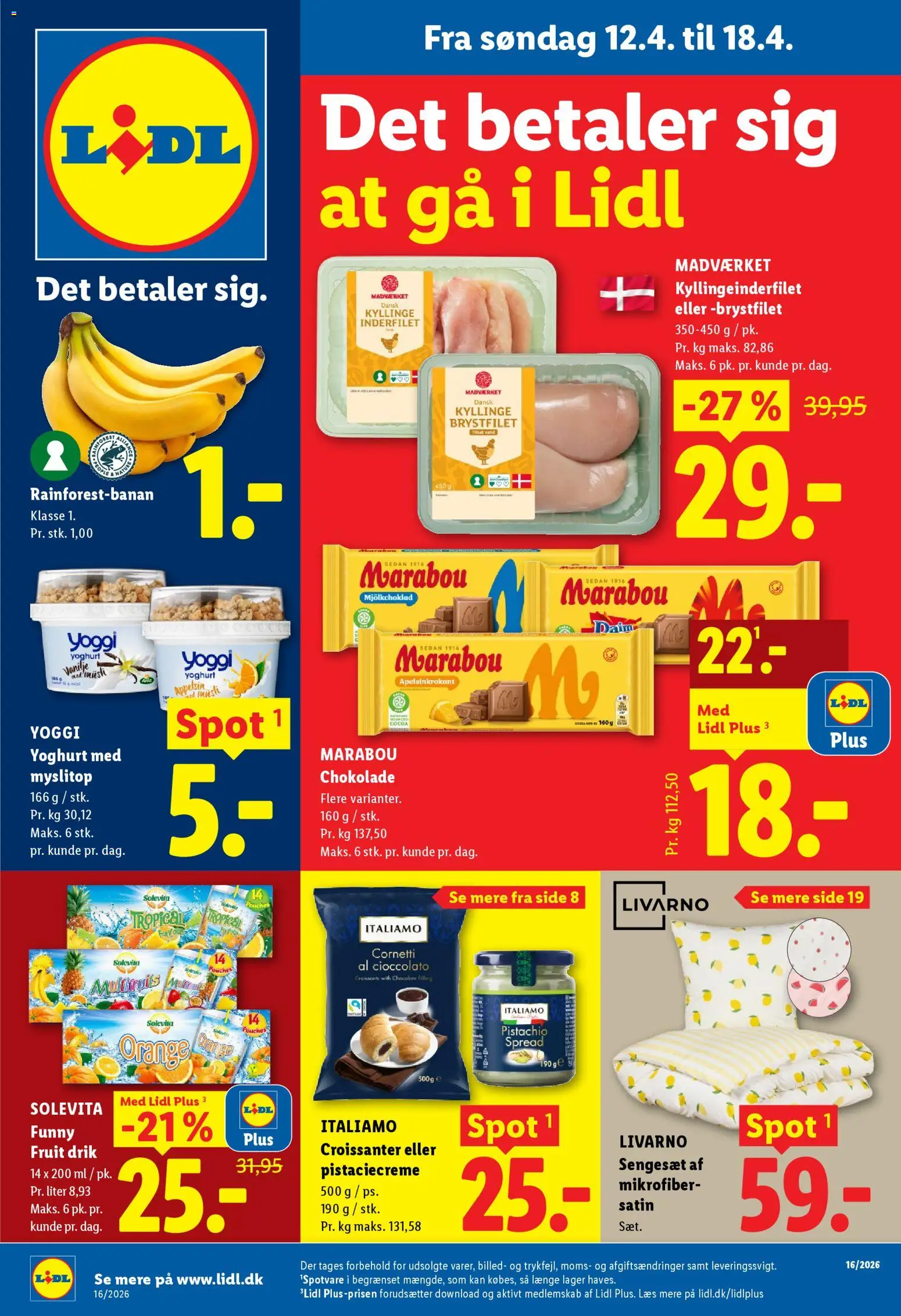 Lidl tilbudsavis – gyldig fra 12.04.2026 | Side: 1 | Produkter: Croissanter, Chokolade, Sengesæt, Søm