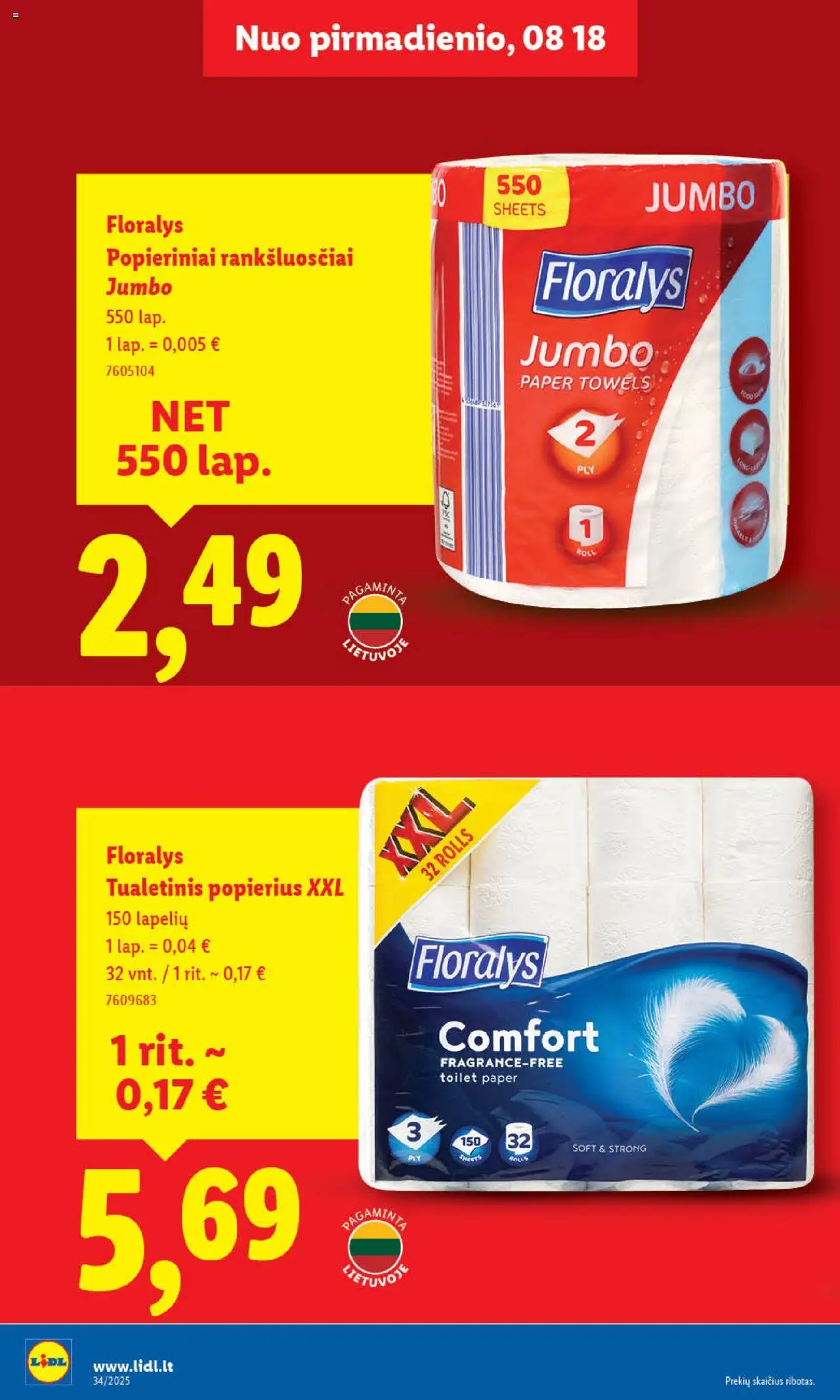 LIDL leidinys│galioja nuo 18.08.2025 | Puslapis: 36 | Prekių: Tualetinis popierius
