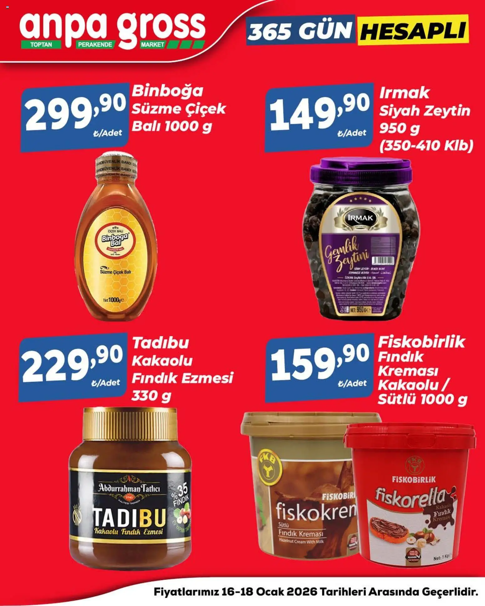 Anpa Gross Hafta Sonu Fırsatları - 16.01.2026 tarihinden itibaren geçerlidir | Sayfa: 5 | Ürünler: Fındık, Zeytin, Ocak