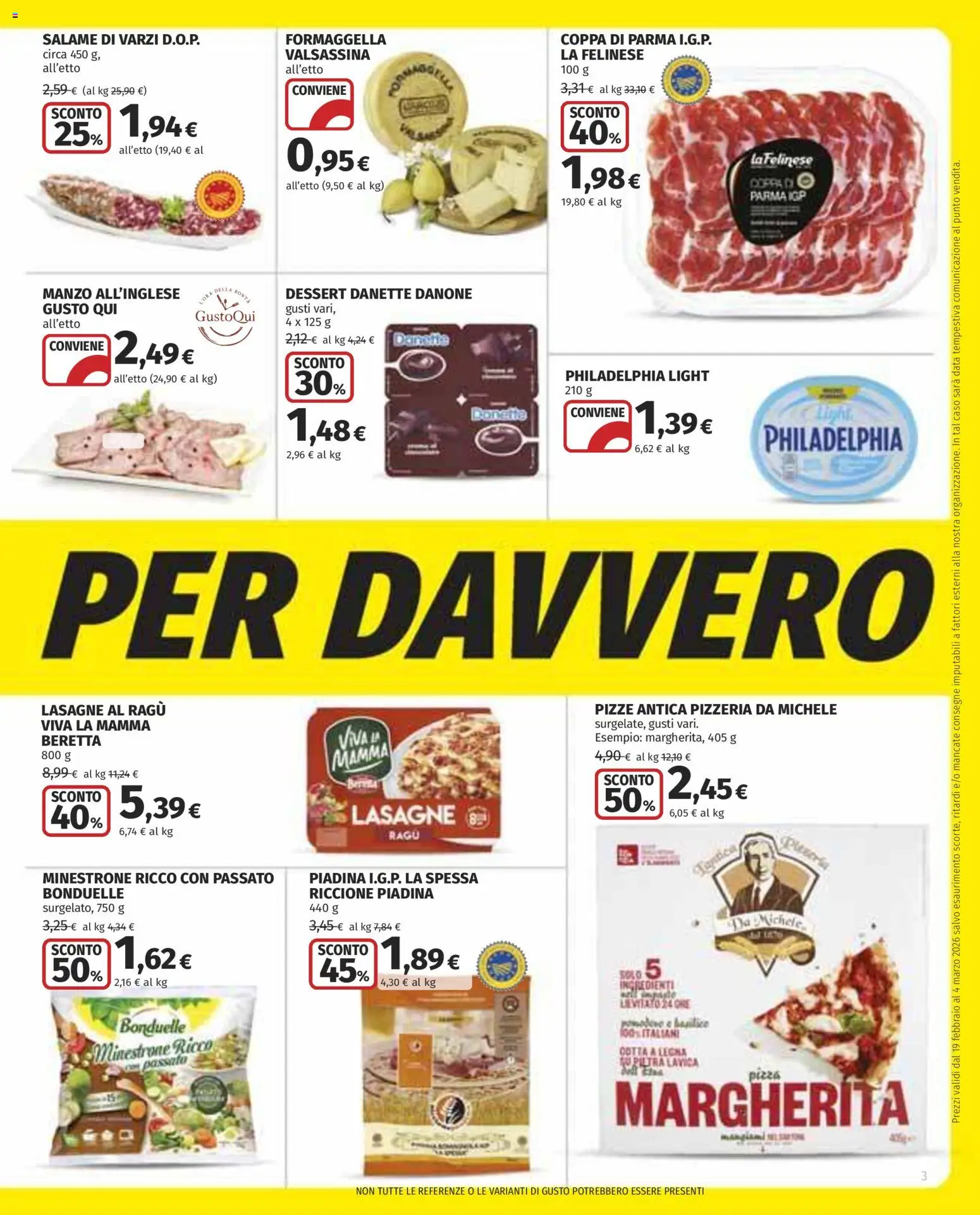 Volantino COOP del 19.02.2026 | Pagina: 3 | Prodotti: Salame, Pizza, Manzo, Data