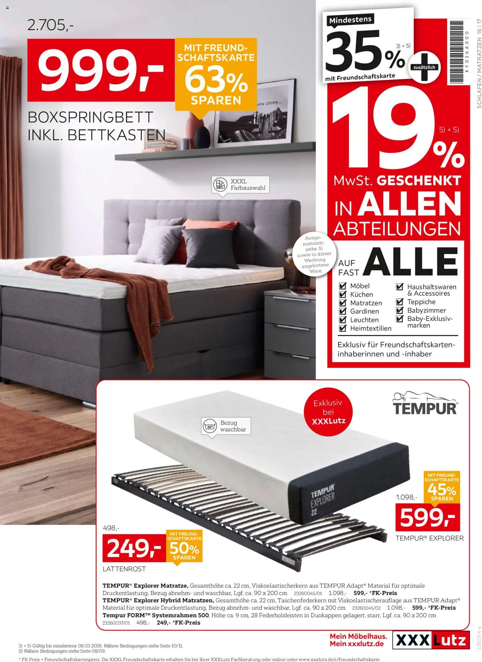 XXXL Lutz Prospekt 	 – gültig ab 22.02.2026 | Seite: 17 | Produkte: Lattenrost, Boxspringbett, Kuchen