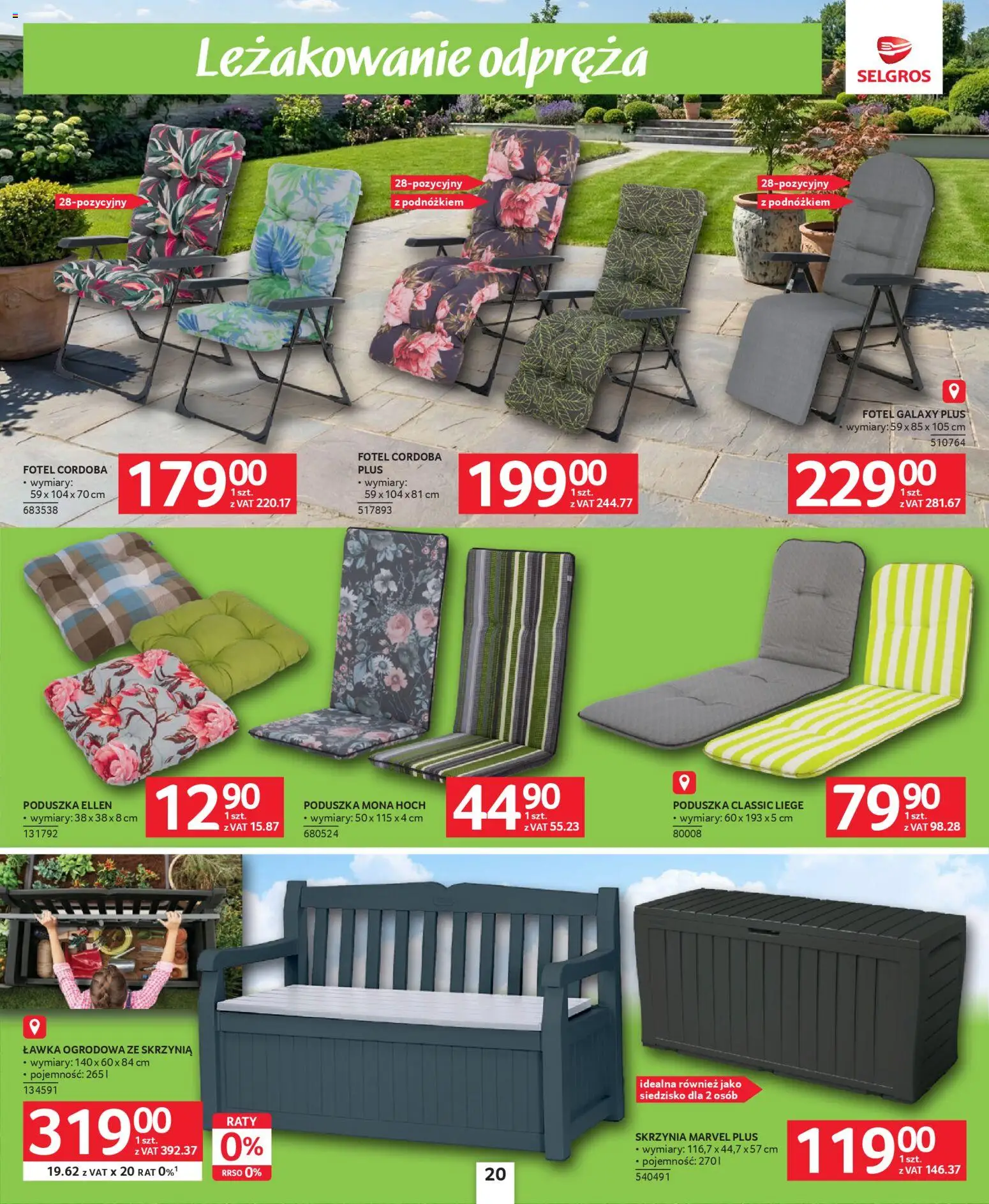 Selgros cash&carry gazetka - Majówka czas start od 23.04.2026 | Strona: 20 | Produkty: Poduszka, Fotel