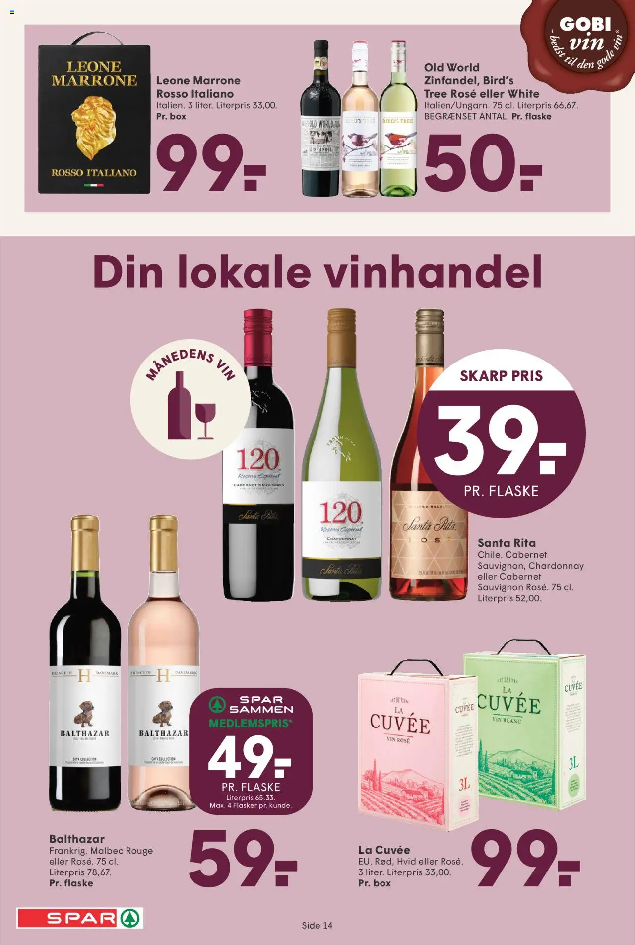 Spar Tilbudsavis gyldig fra 01.08.2025 | Side: 14 | Produkter: Vin