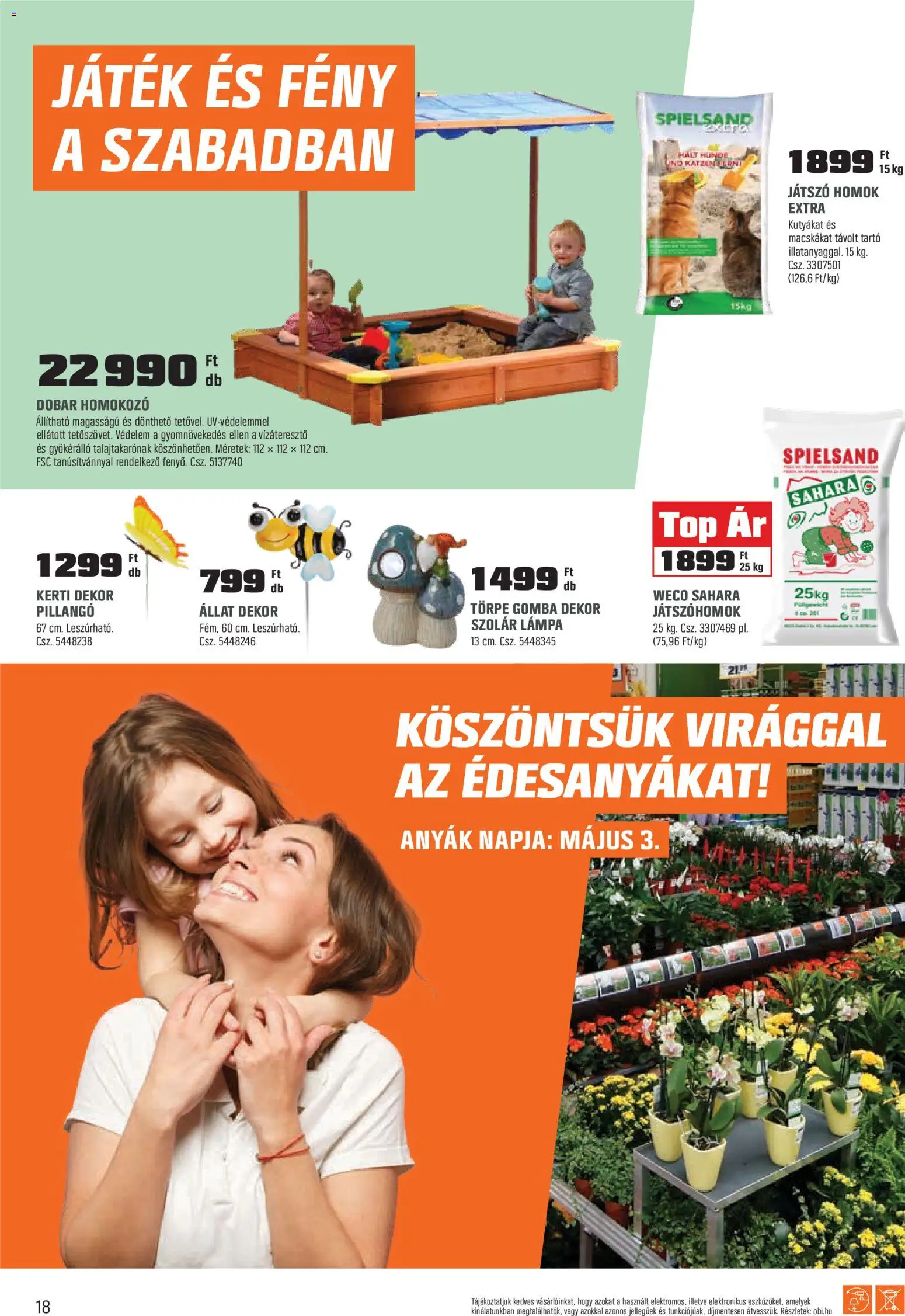 OBI akciós ujság - amely érvényes a következő dátumtól: 31.03.2026 | Oldal: 18 | Termékek: Játék, Gomba, Homokozo, Lámpa