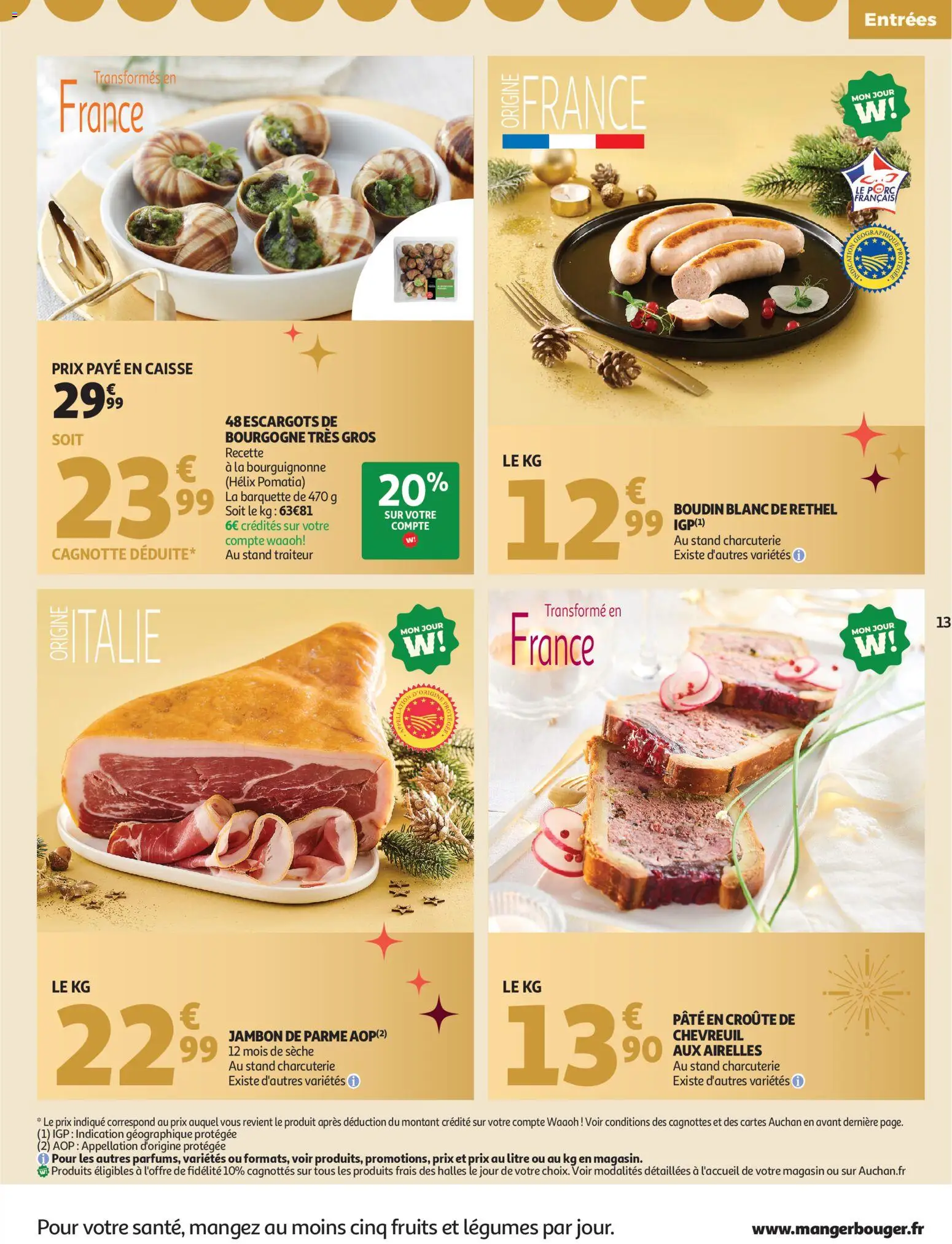 {H1} | Page: 13 | Produits: Escargots, Jambon
