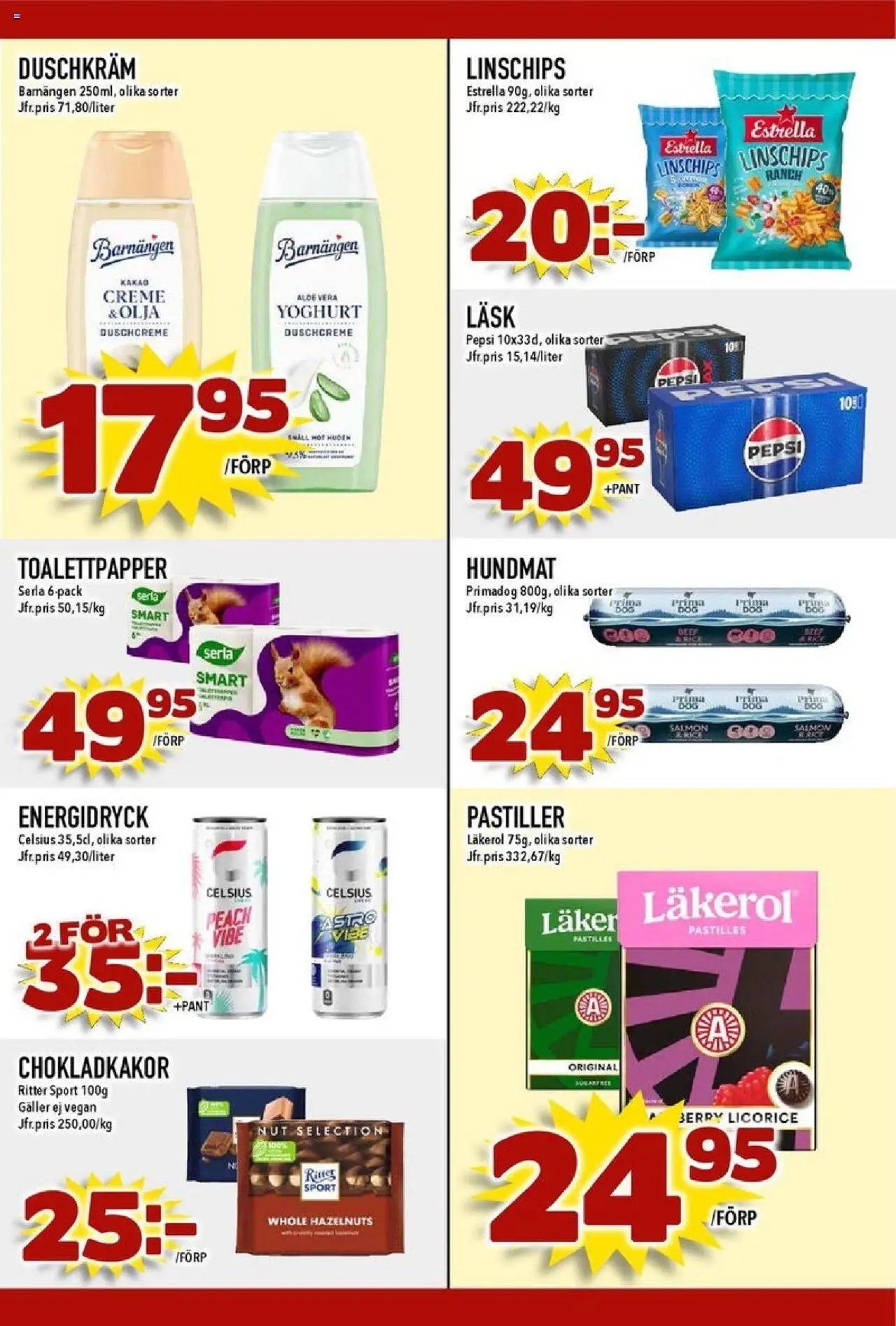 Nya Pulsen reklamblad aktuell från 06.10.2025 | Sida: 21 | Produkter: Linschips, Pepsi, Energidryck, Hundmat
