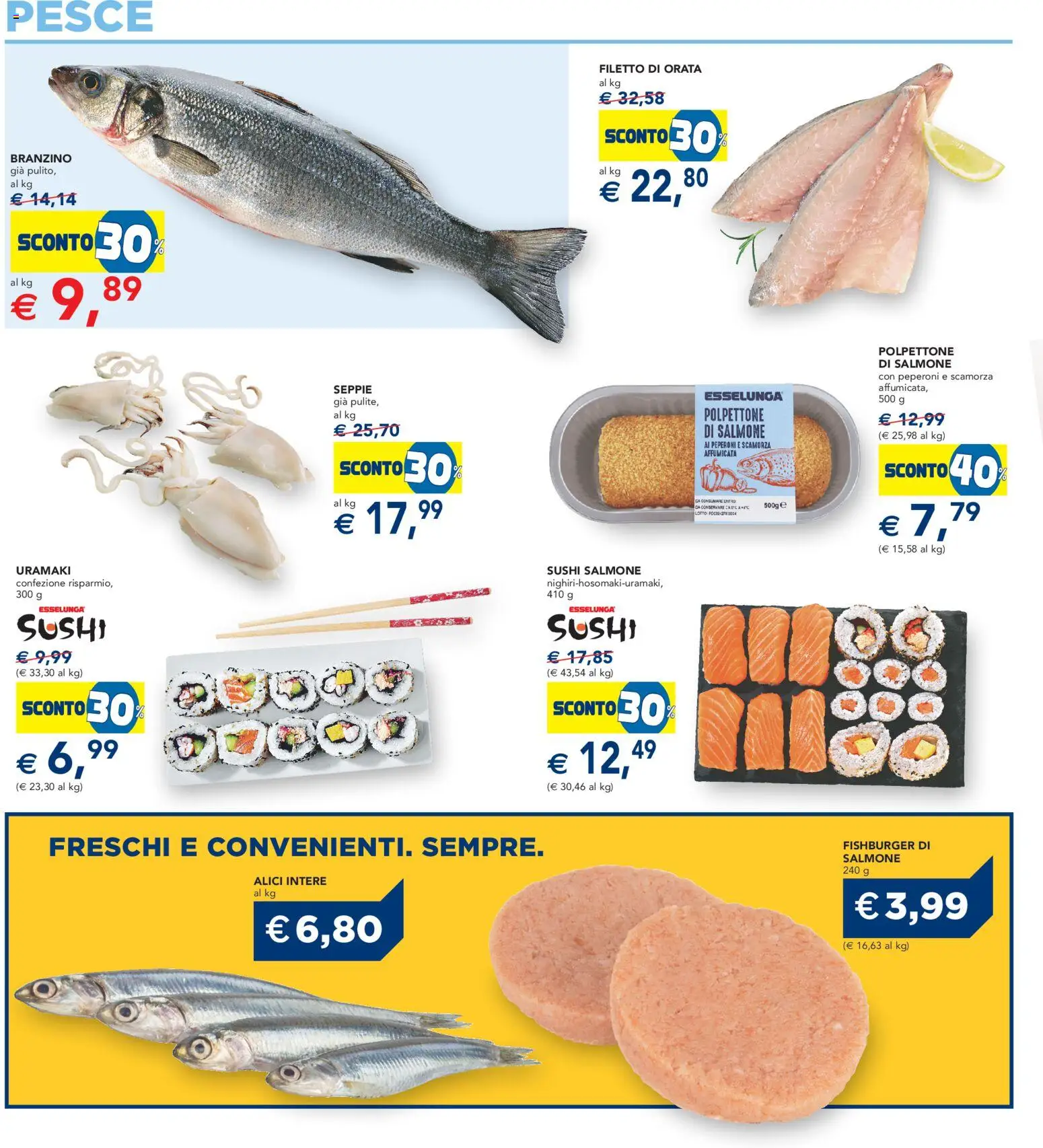 Volantino Esselunga S del 01.12.2025 | Pagina: 16 | Prodotti: Pesce, Branzino, Orata, Alici