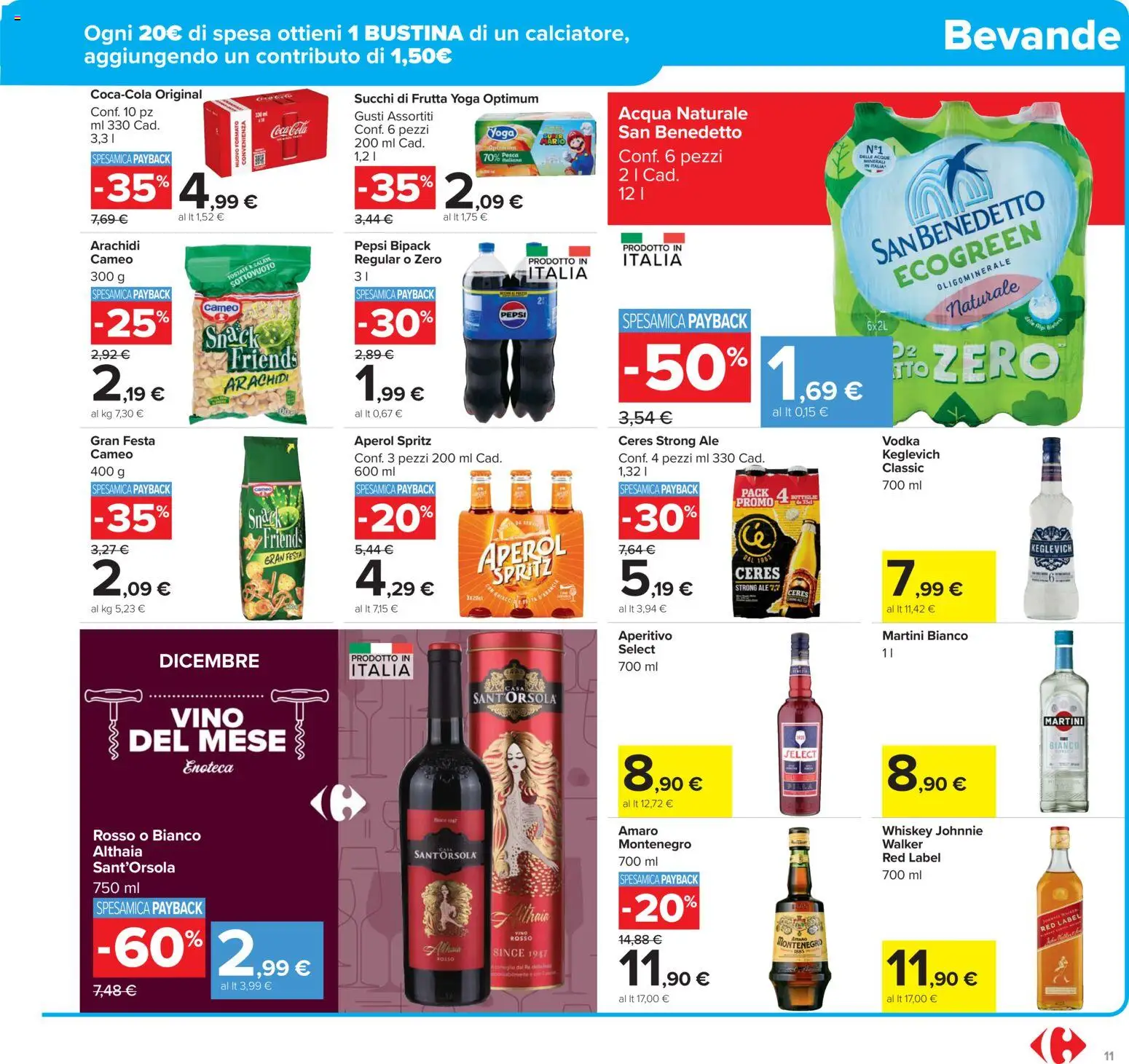 Volantino Carrefour del 02.12.2025 | Pagina: 11 | Prodotti: Vino, Pesca, Aperol, Amaro