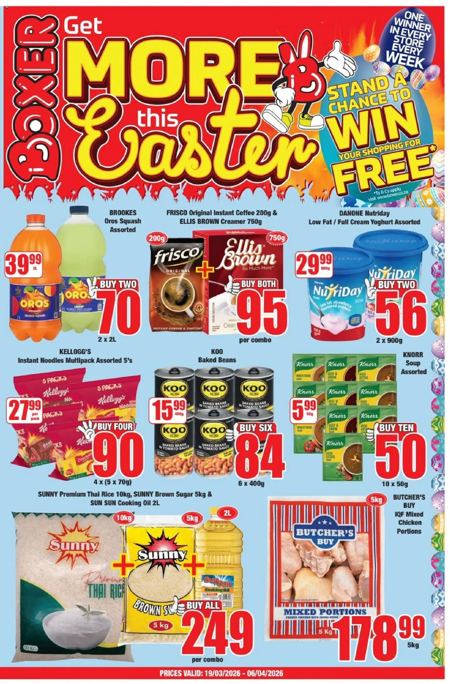 New Boxer eSwatini - Specials catalogue – valid from 19.03.2026 | Page: 1 | Products: Baked beans, Yoghurt, Squash, Sauce