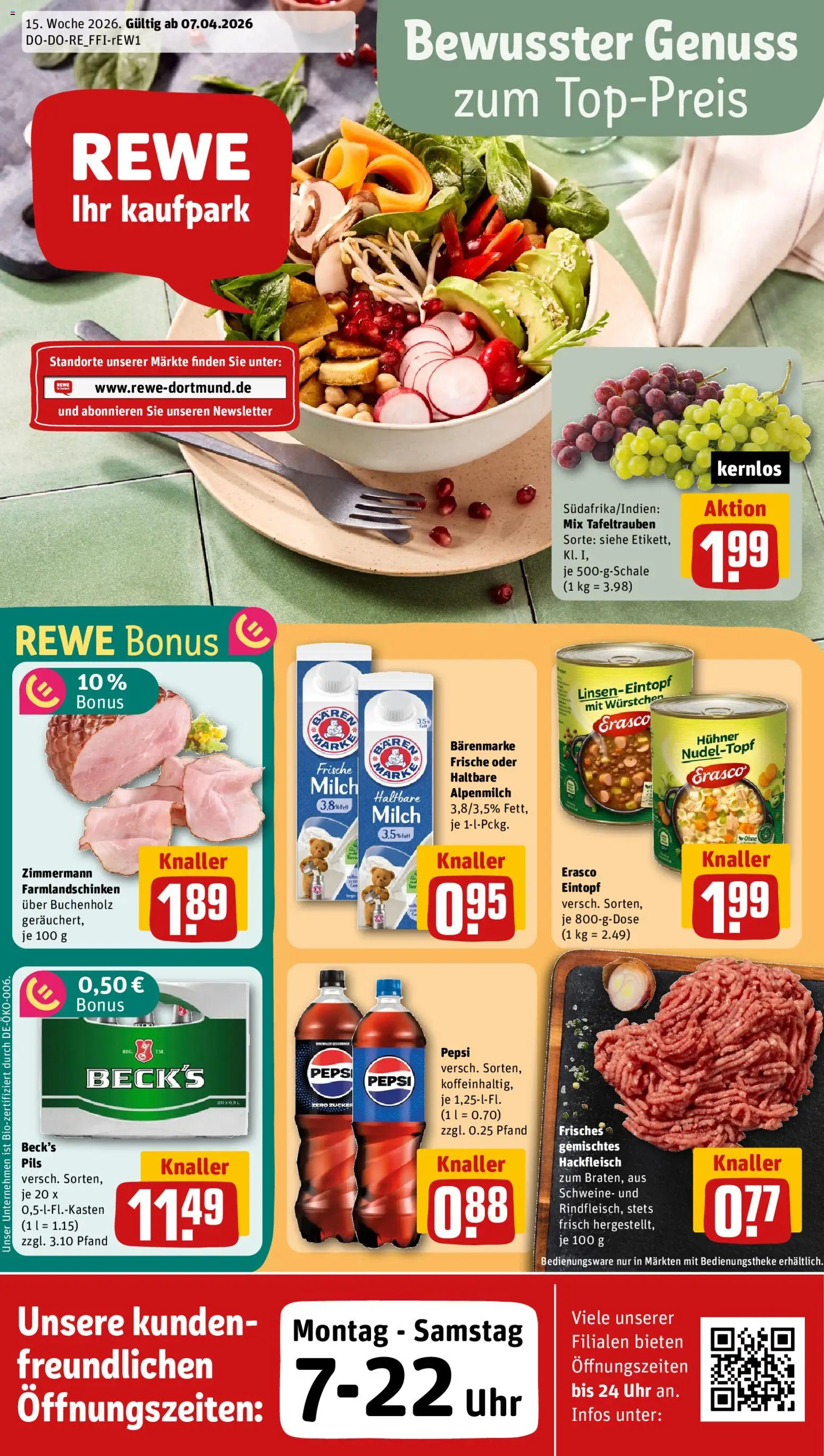 Rewe ihr Kaufpark Prospekt 	 – gültig ab 07.04.2026 | Seite: 1 | Produkte: Pils, Pepsi, Uhr, Hackfleisch