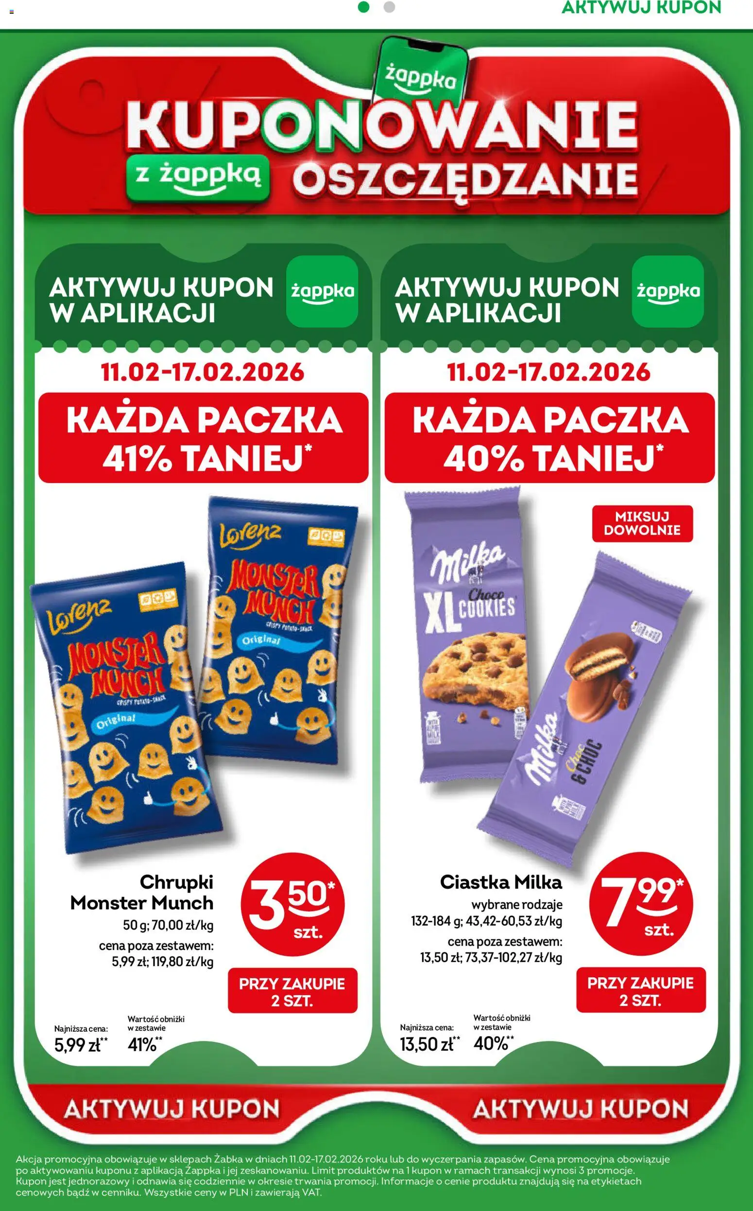 Żabka Gazetka od 11.02.2026 | Strona: 34 | Produkty: Chrupki, Milka, Ciastka