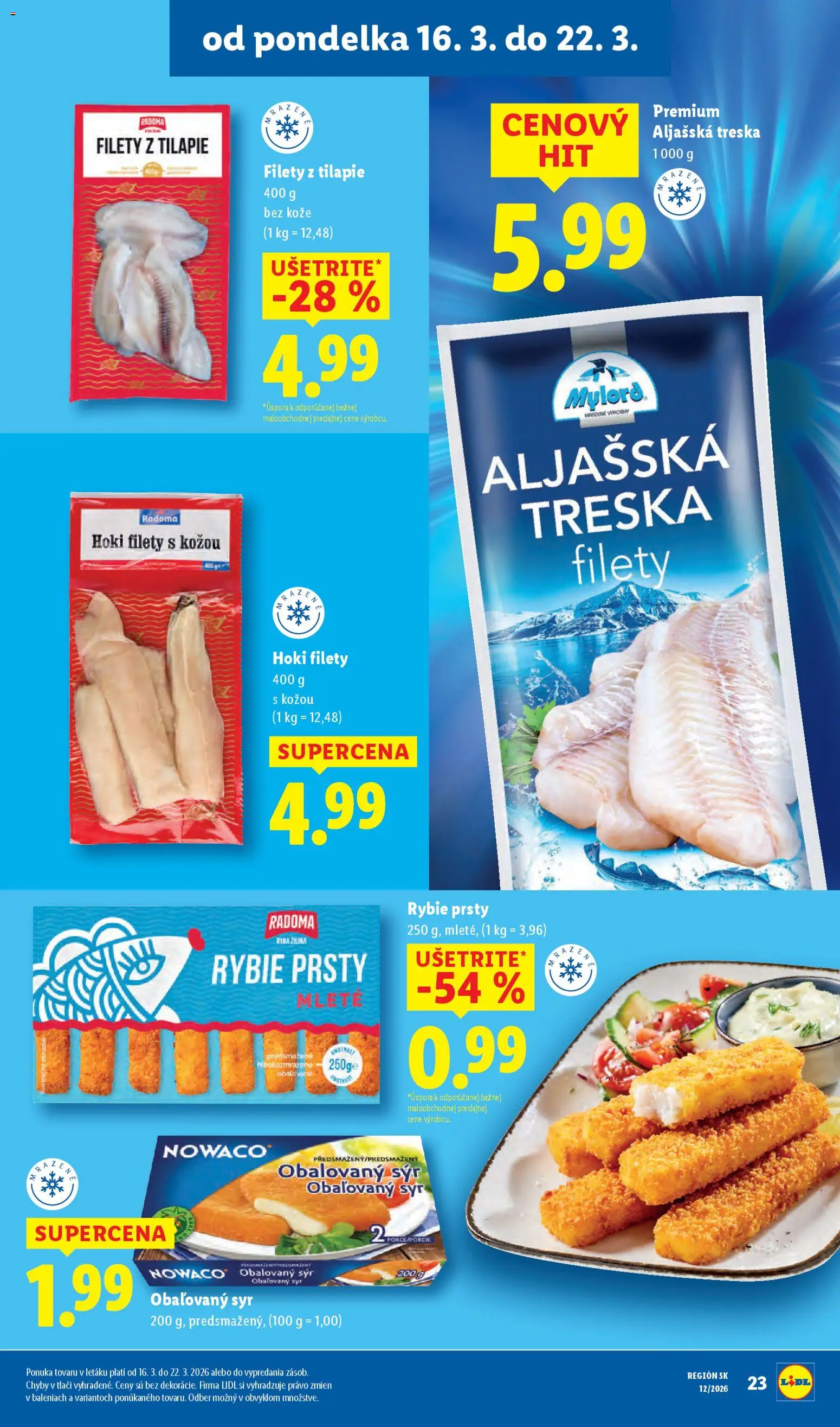 Nové Lidl akcie – leták je platný od 19.03.2026 | Strana: 63 | Produkty: Syr, Treska