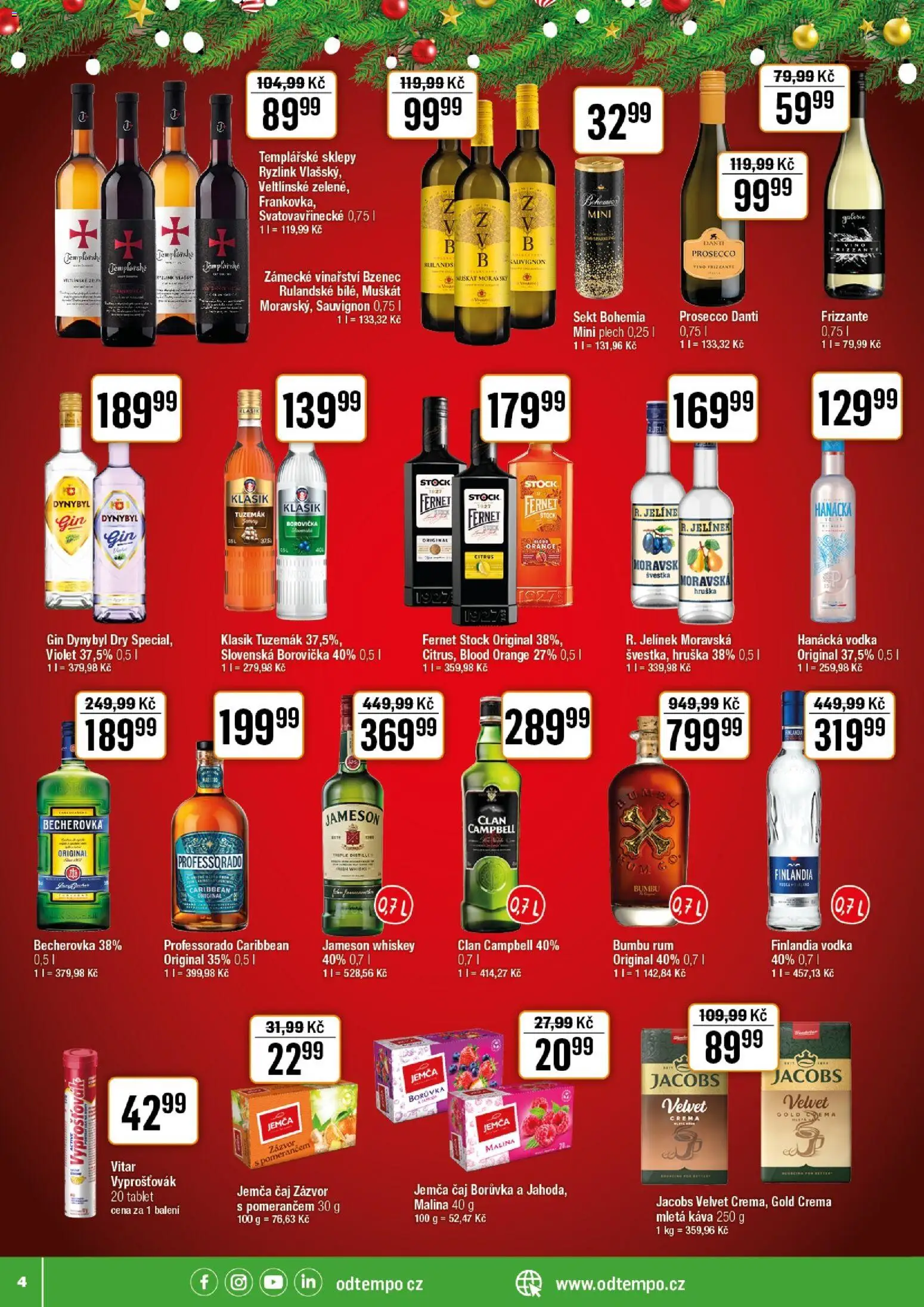 Tempo leták od 17.12.2025 | Strana: 4 | Produkty: Plech, Crema, Becherovka, Jameson whiskey