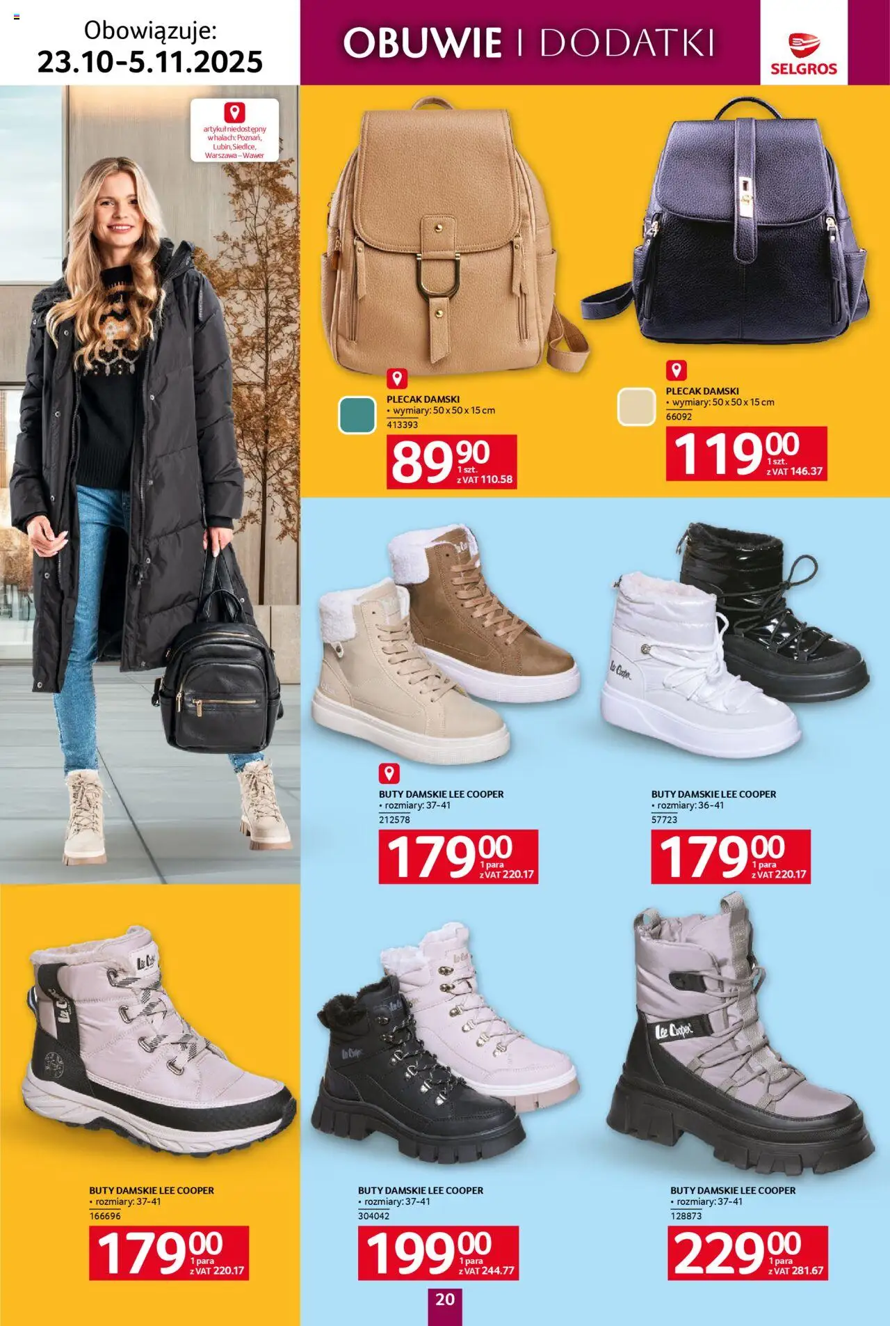 Selgros cash&carry Gazetka - Tekstylia od 23.10.2025 | Strona: 20 | Produkty: Buty, Plecak