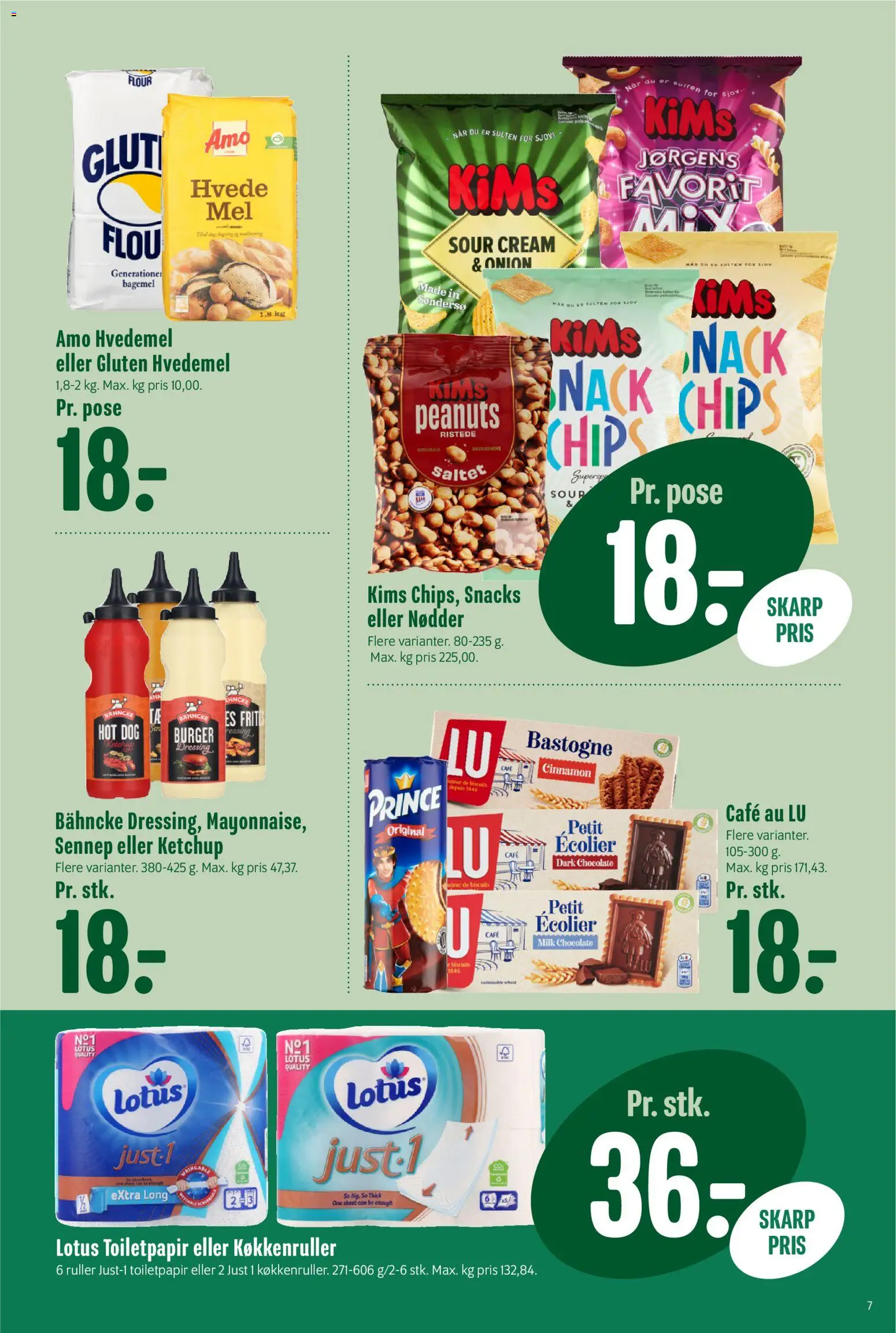 Min Købmand tilbudsavis – gyldig fra 24.04.2026 | Side: 7 | Produkter: Te, Chips, Ketchup, Peanuts