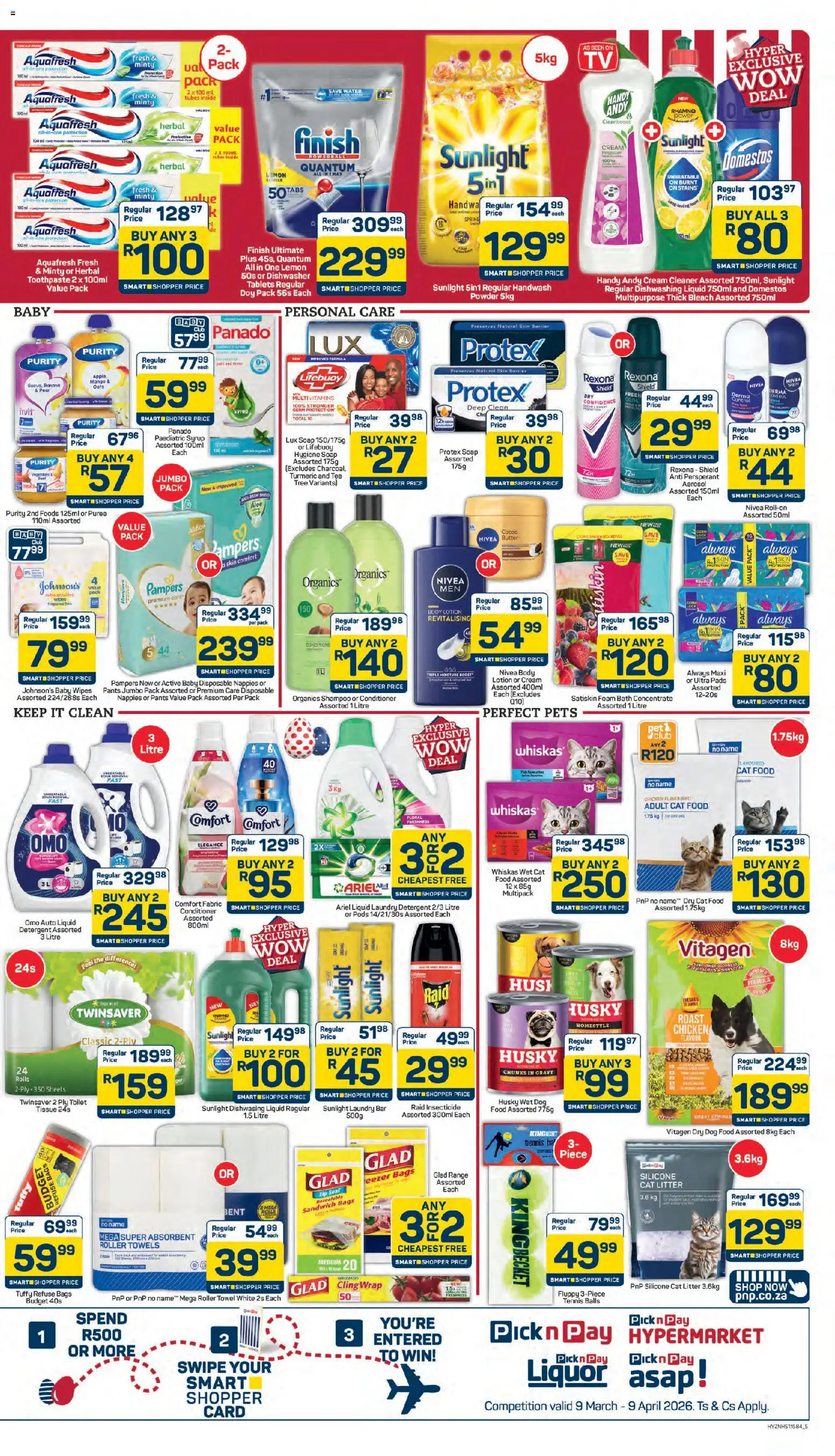 New Pick n Pay catalogue – valid from 25.03.2026 | Page: 5 | Products: Lock, Towel, Powder, Cat food