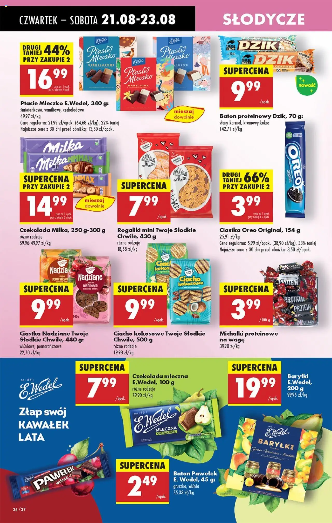 Biedronka gazetka - Oferta w tym tygodniu od 21.08.2025 | Strona: 44 | Produkty: Słodycze, Czekolada mleczna, Czekolada milka, Milka