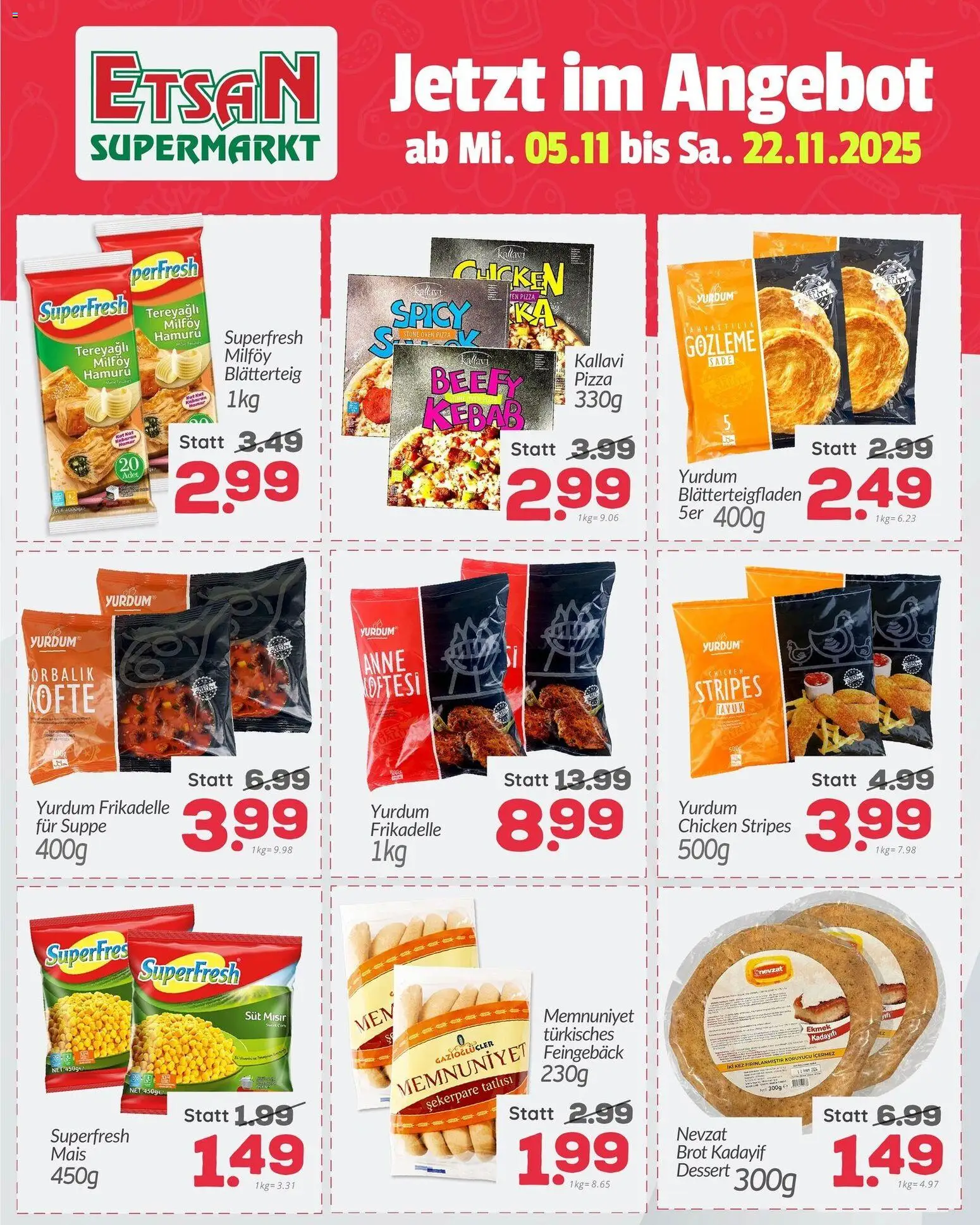 ETSAN Flugblatt gültig ab 05.11.2025 | Seite: 3 | Produkte: Brot, Pizza