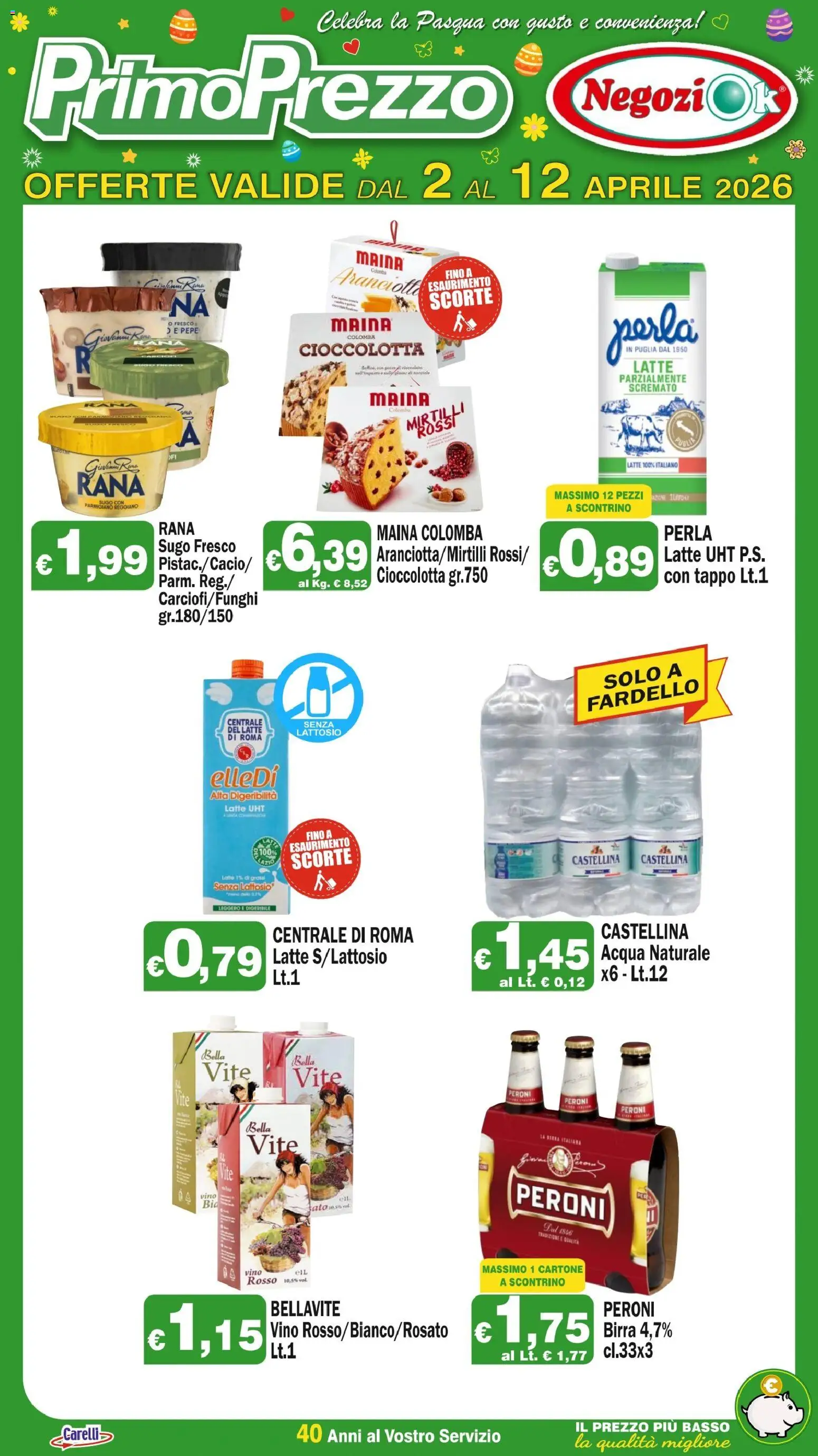 Volantino Primo Prezzo del 02.04.2026 | Pagina: 1 | Prodotti: Acqua, Latte, Parmigiano reggiano, Parmigiano