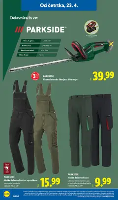 Lidl katalog akcije – veljaven od 23.04.2026 | Stran: 28 | Izdelki: Škarje za živo mejo, Akumulator, Polnilnik, Hlace