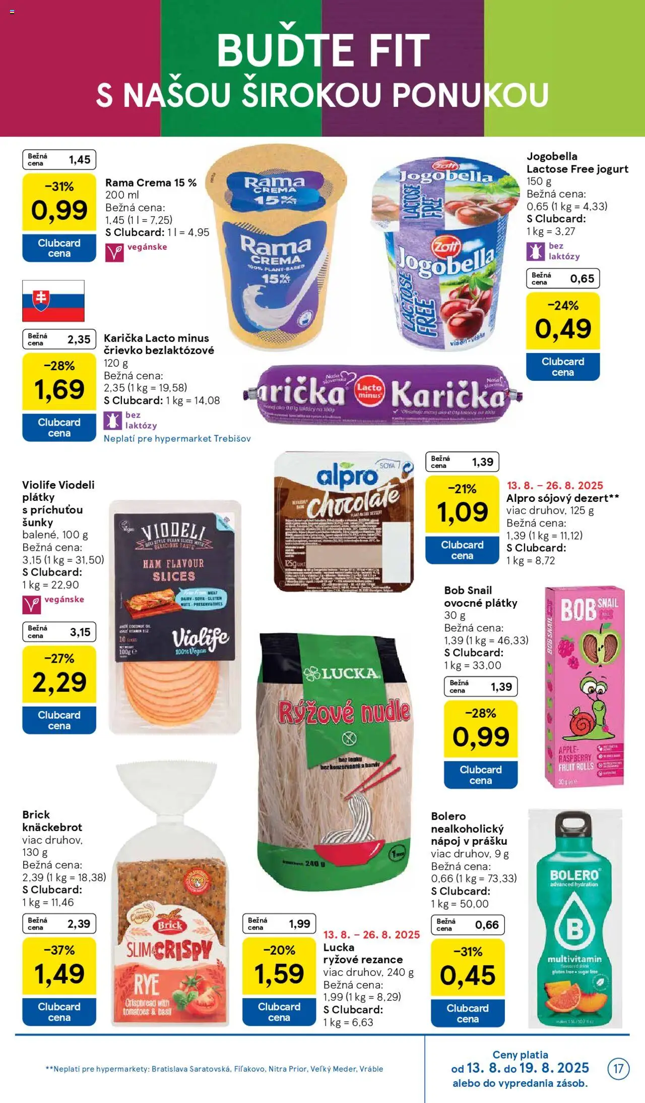 Tesco Hypermarket - leták │ platný od 13.08.2025 | Strana: 17 | Produkty: Jogurt, Lucka, Rezance, Rama