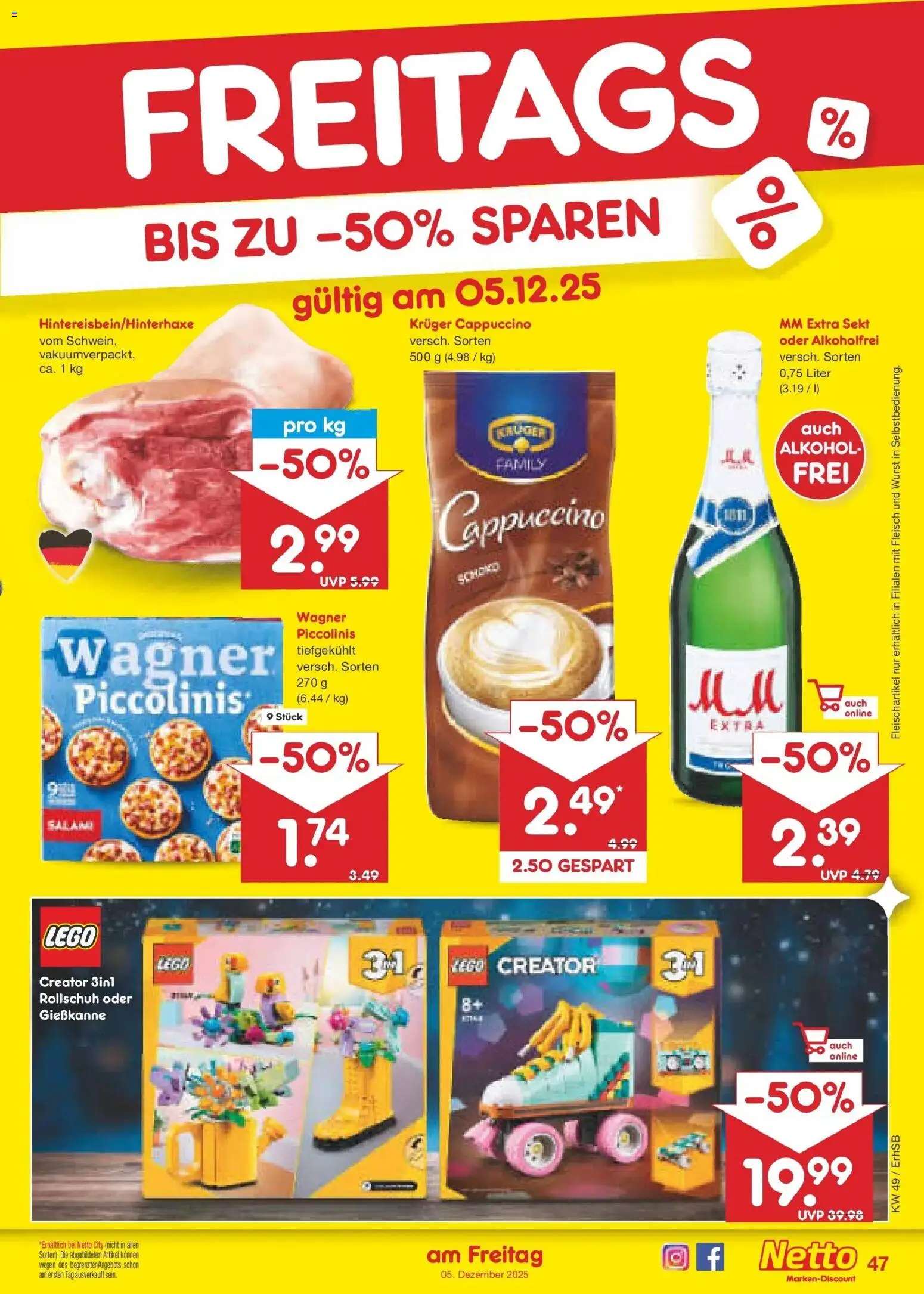 Netto Marken-Discount prospekt München	 – gültig ab 01.12.2025 | Seite: 50 | Produkte: Wurst, Piccolinis, Kruger cappuccino, Fleisch