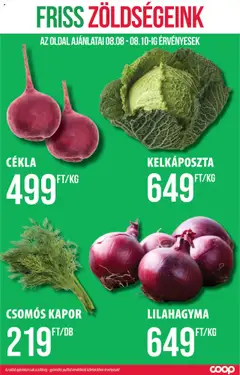 COOP akciós ujság - amely érvényes a következő dátumtól: 07.08.2025 | Oldal: 2 | Termékek: Cékla, Kapor, Kelkáposzta, Zöldség